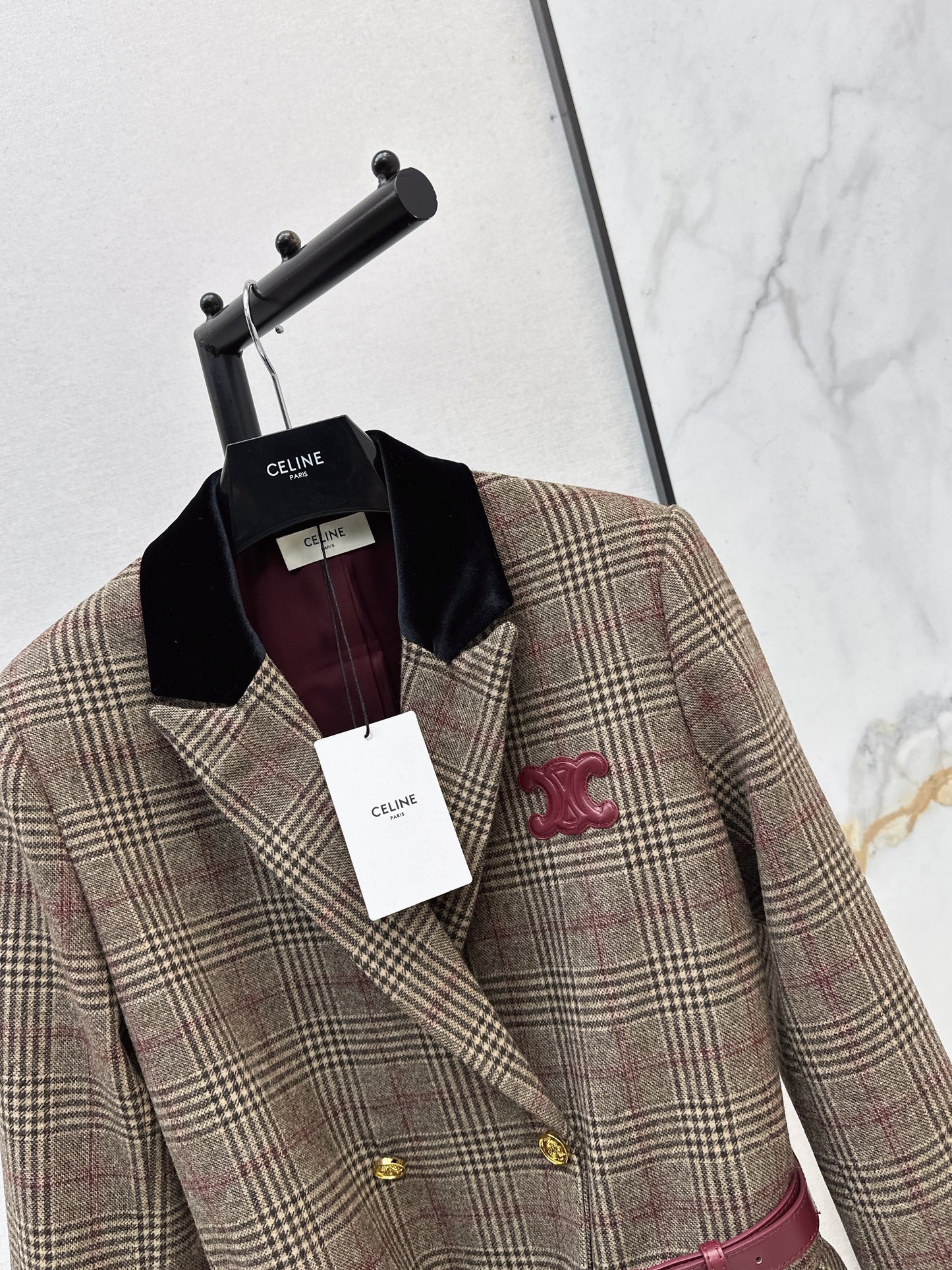 26SS NEW contract velvet check blazer