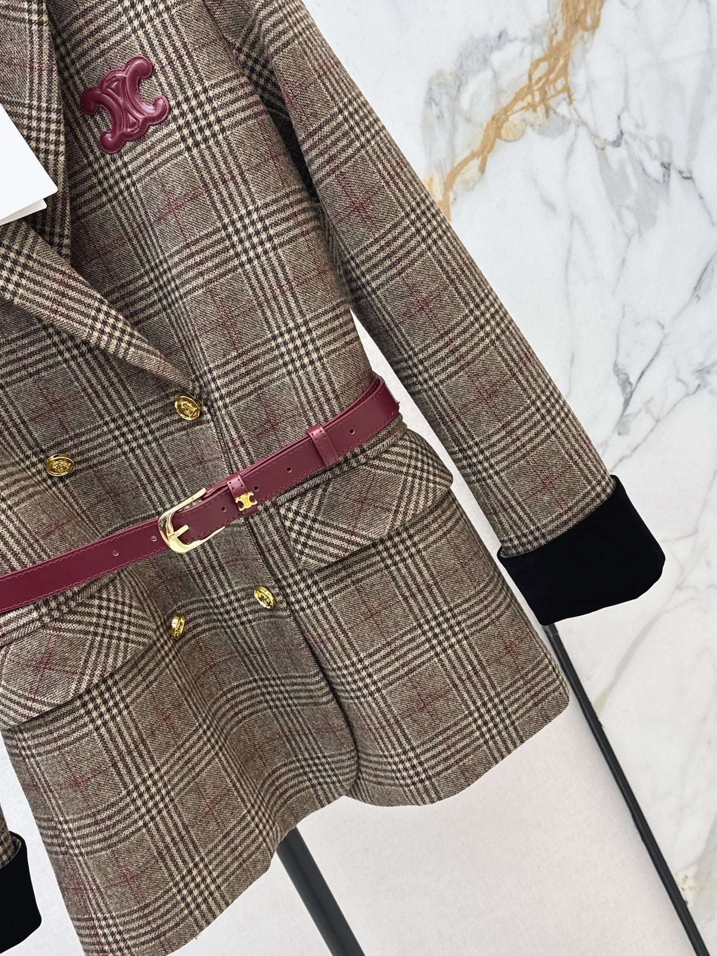 26SS NEW contract velvet check blazer