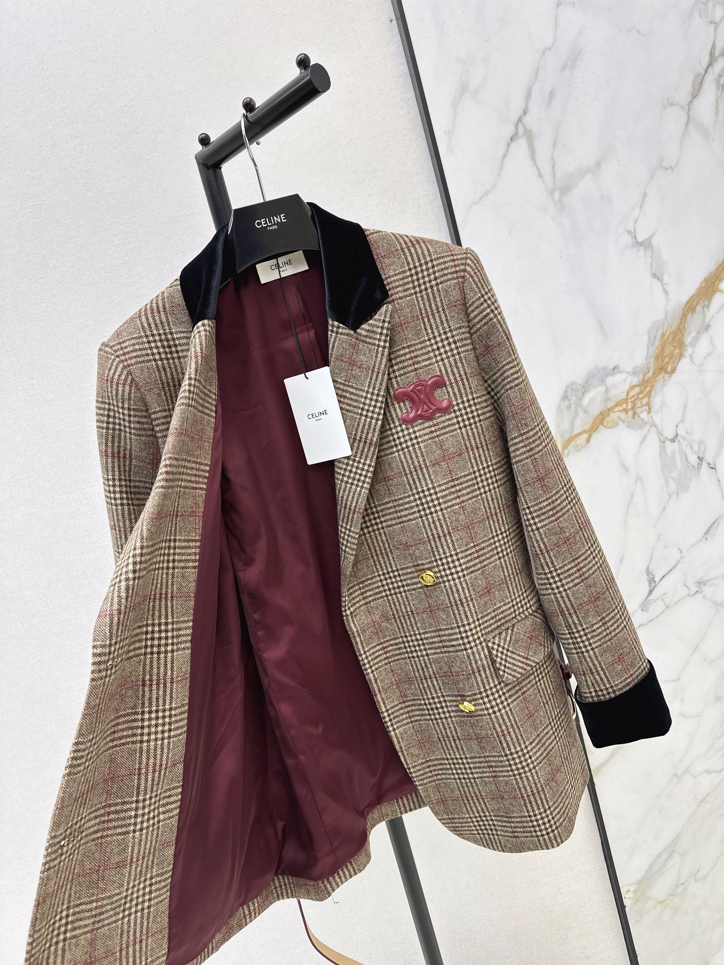 26SS NEW contract velvet check blazer