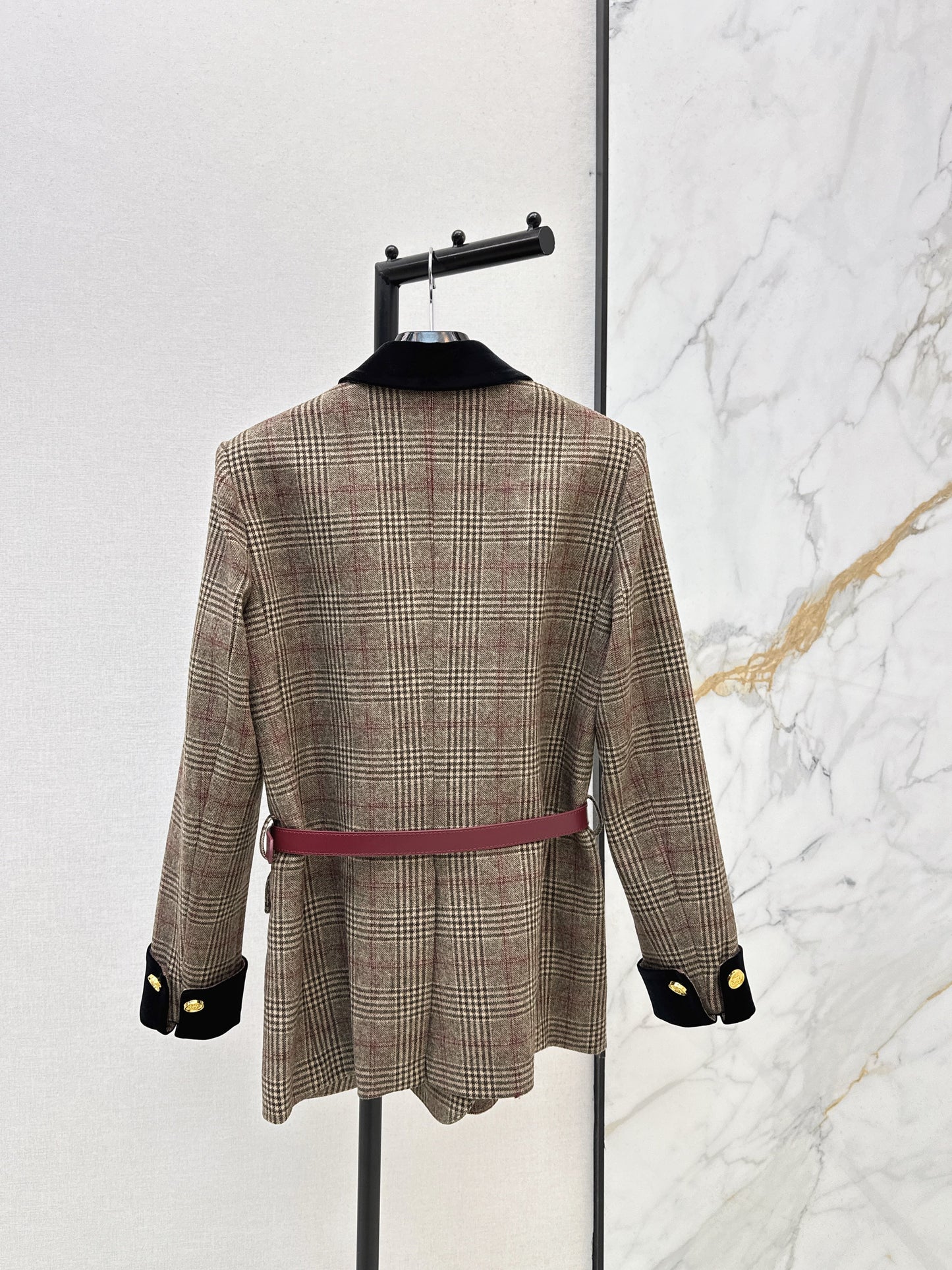 26SS NEW contract velvet check blazer