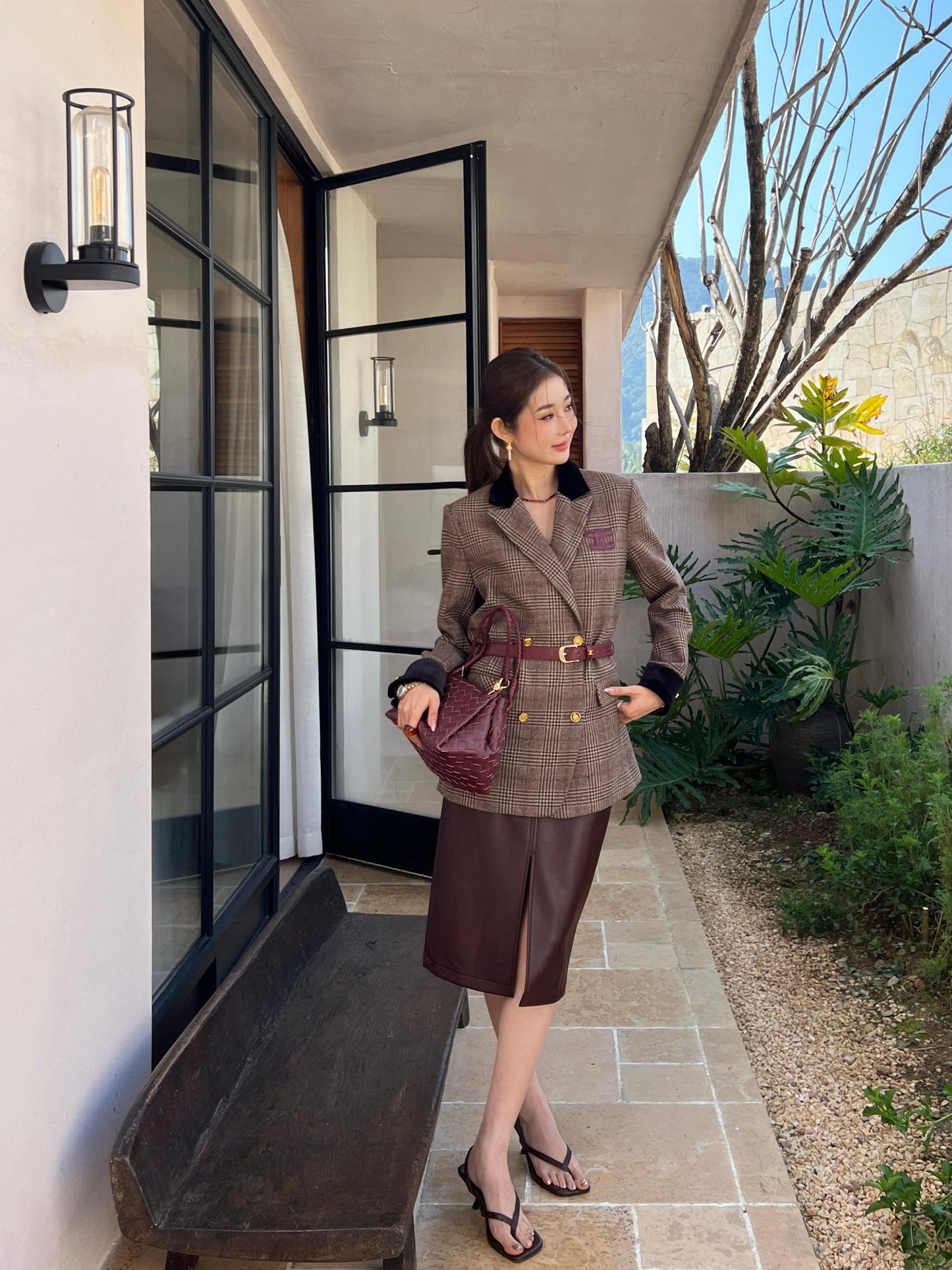 26SS NEW contract velvet check blazer