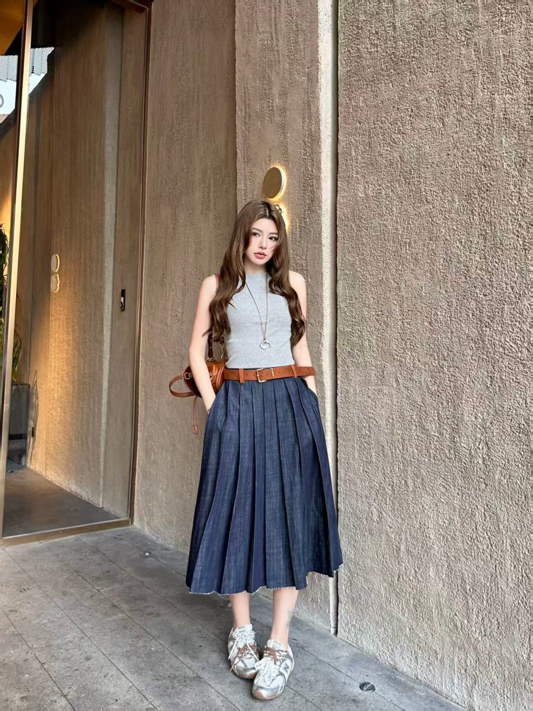 26SS NEW denim skirts with belted