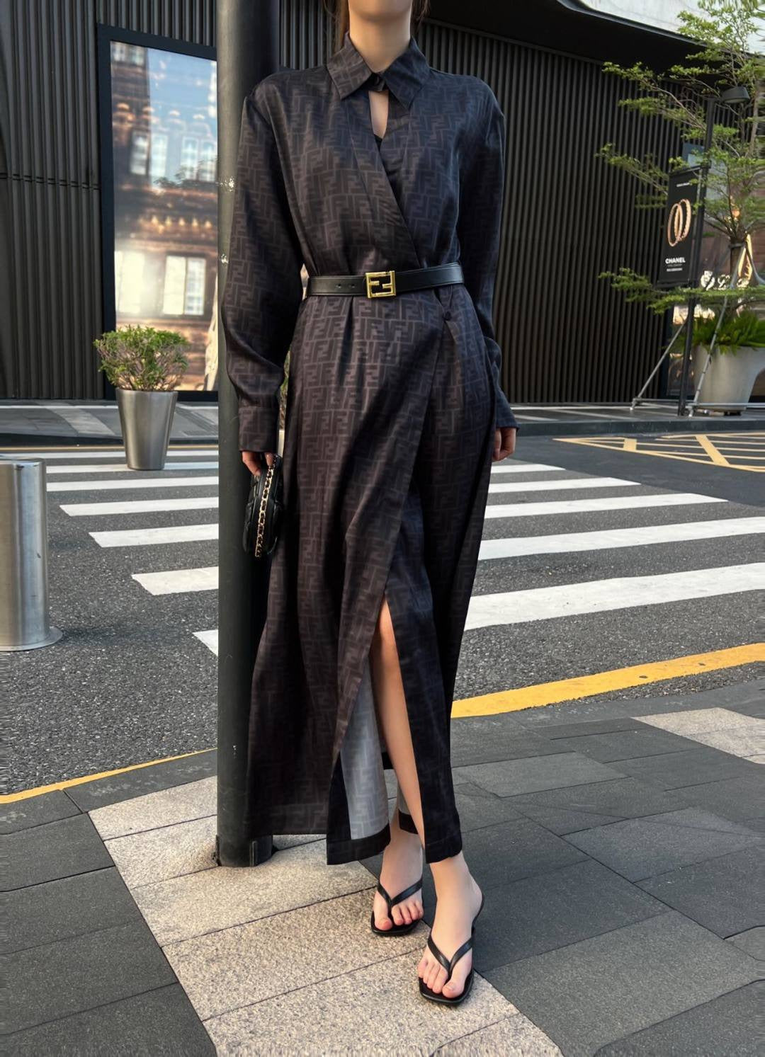 26SS NEW silk dress with belted