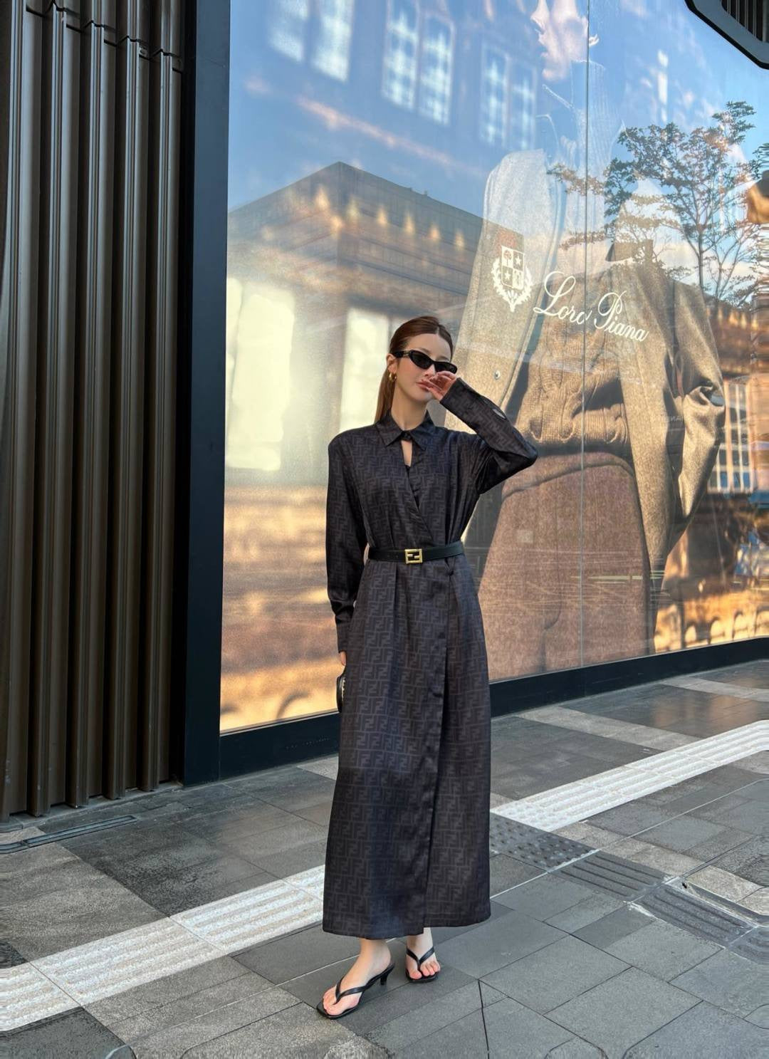 26SS NEW silk dress with belted