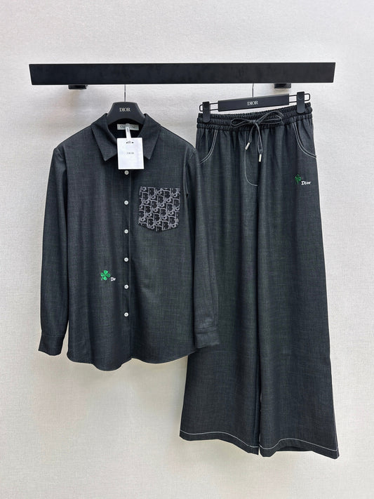 26SS NEW vintage shirt+straight pant sets