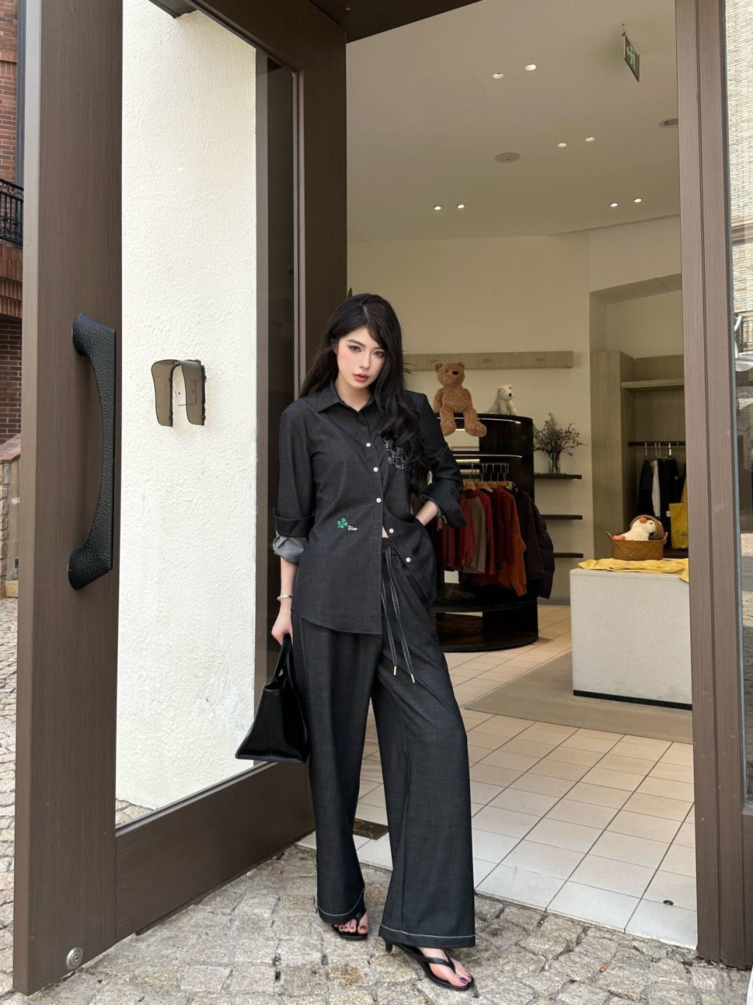 26SS NEW vintage shirt+straight pant sets