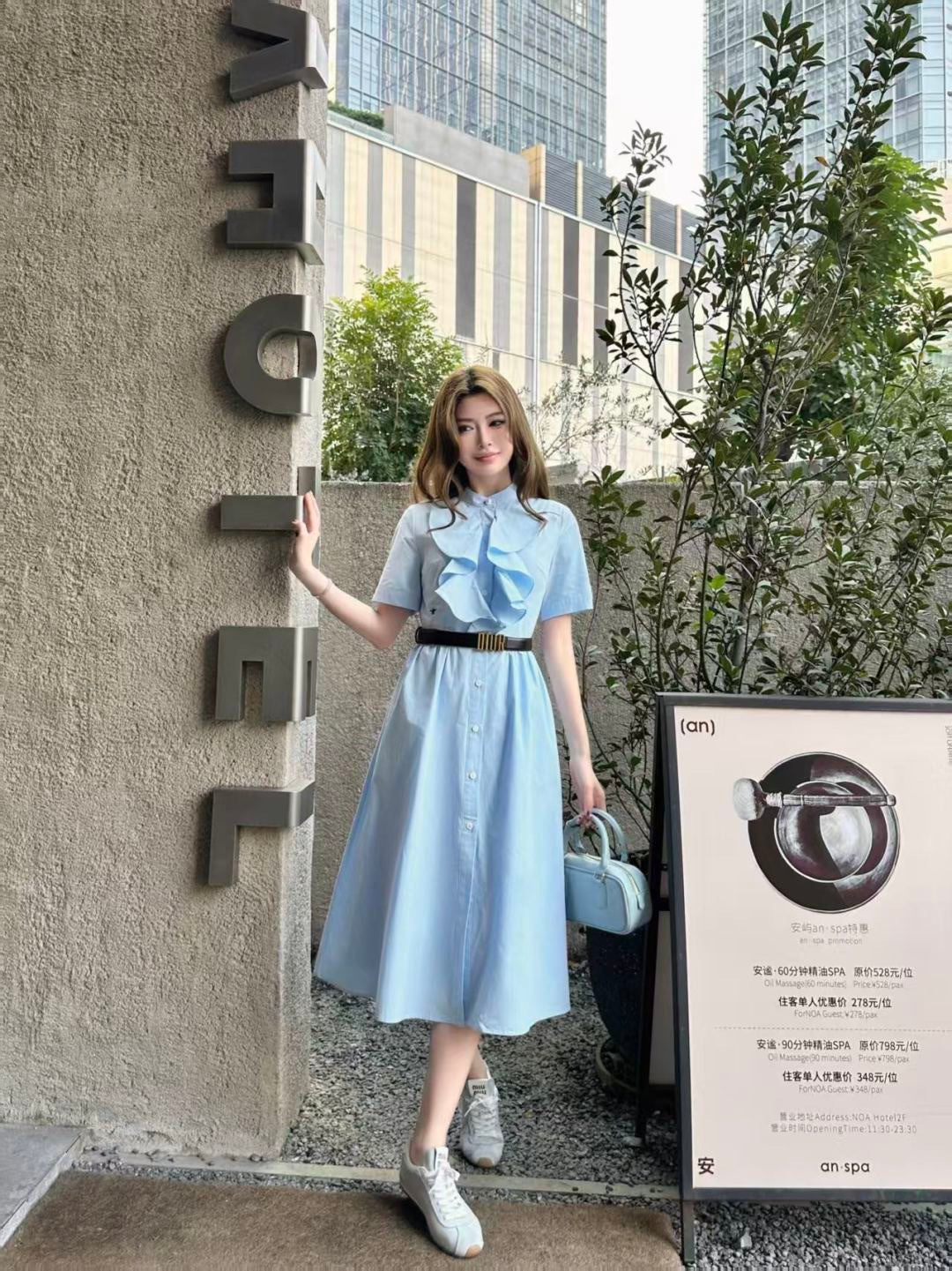 26SS NEW ruffle dress with belted
