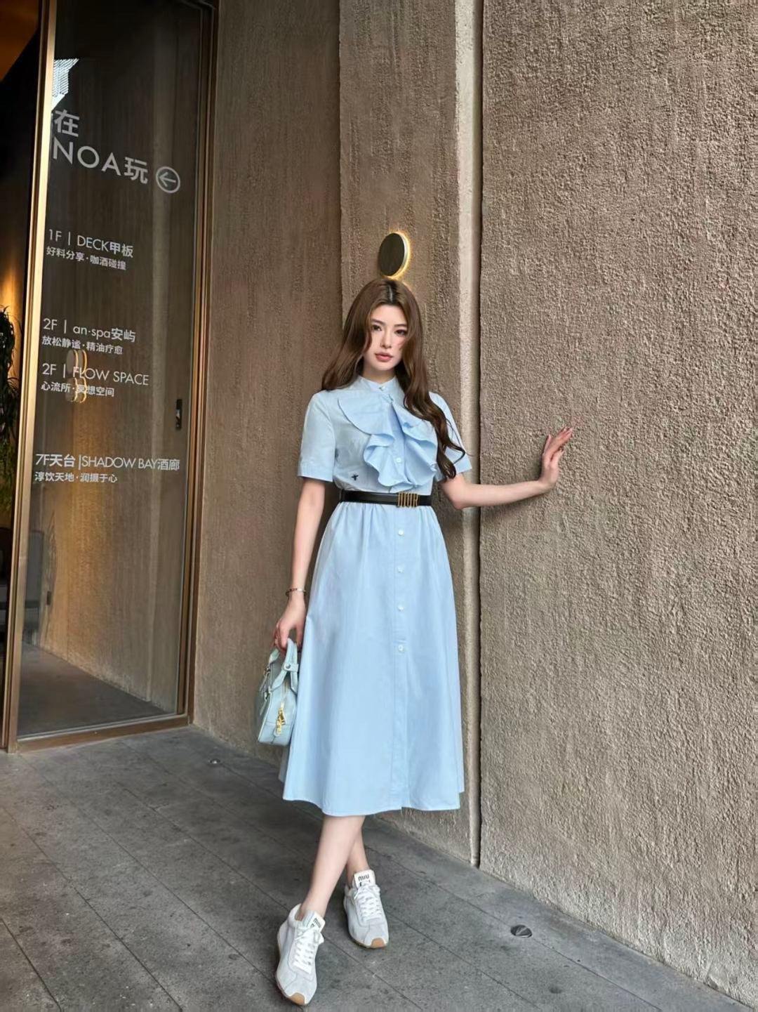 26SS NEW ruffle dress with belted