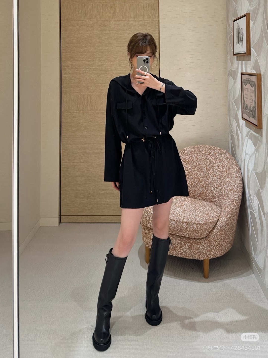 26SS NEW drawstring hooded dress