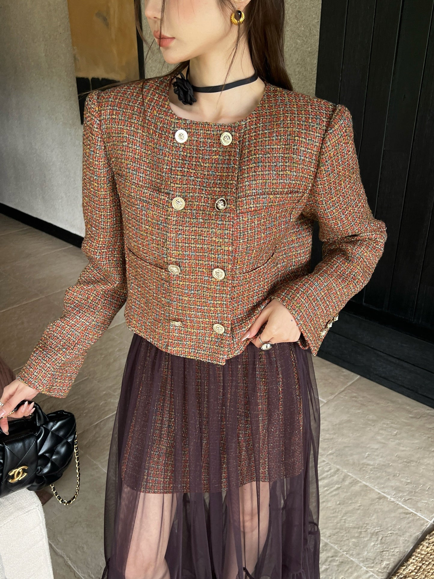 26SS NEW tweed woven jacket