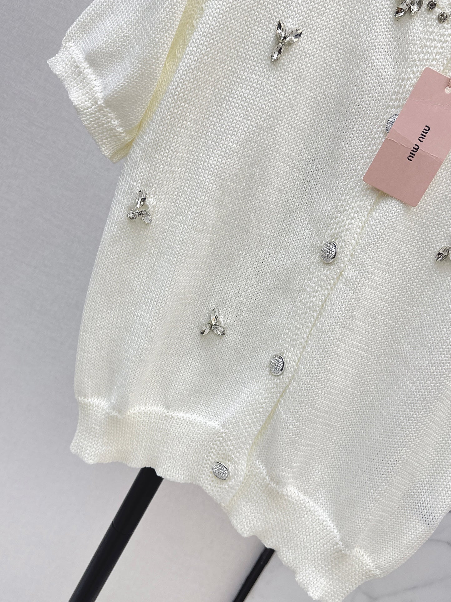 26SS NEW rhinestone short sleeve knitwear