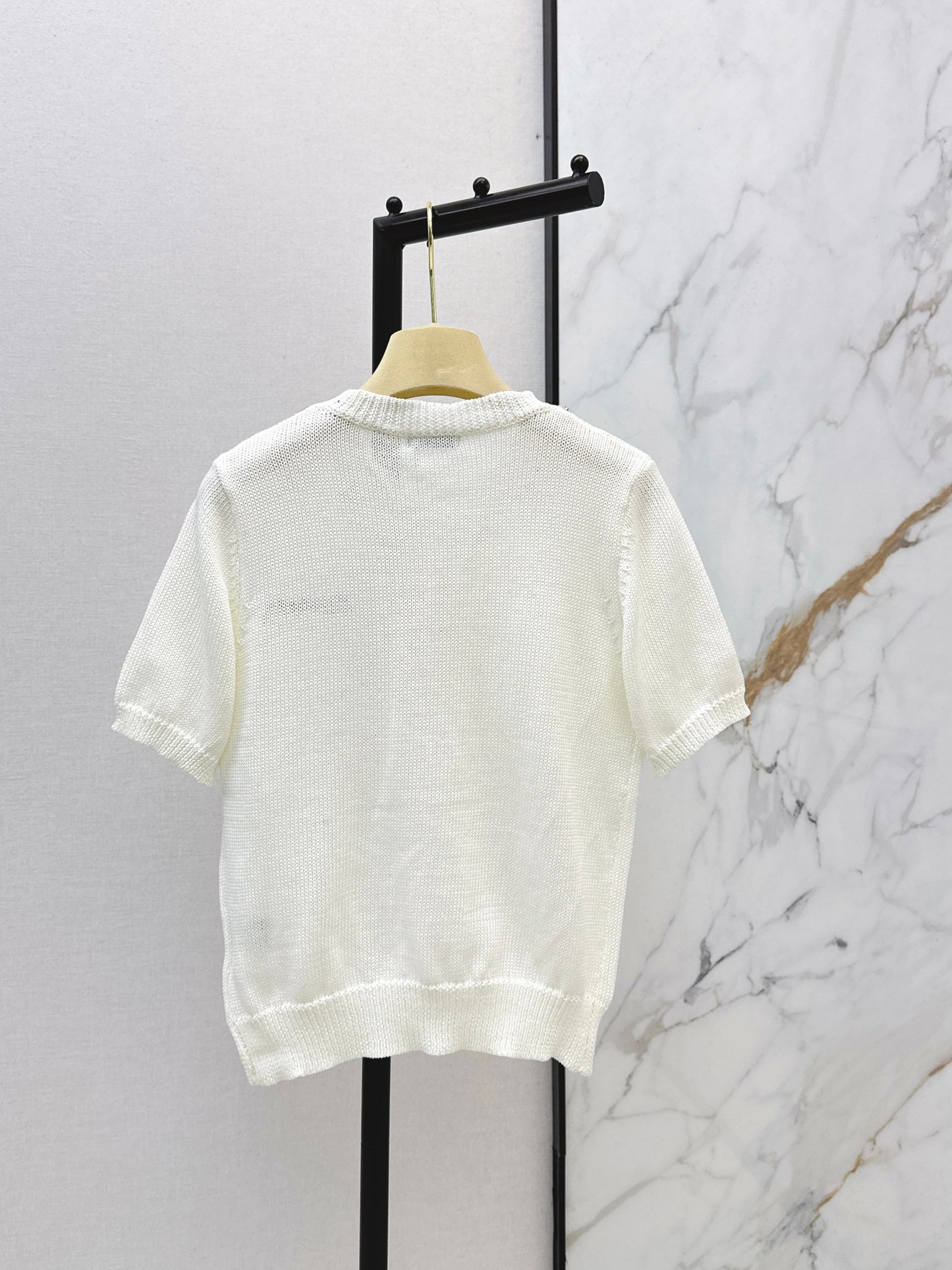 26SS NEW rhinestone short sleeve knitwear