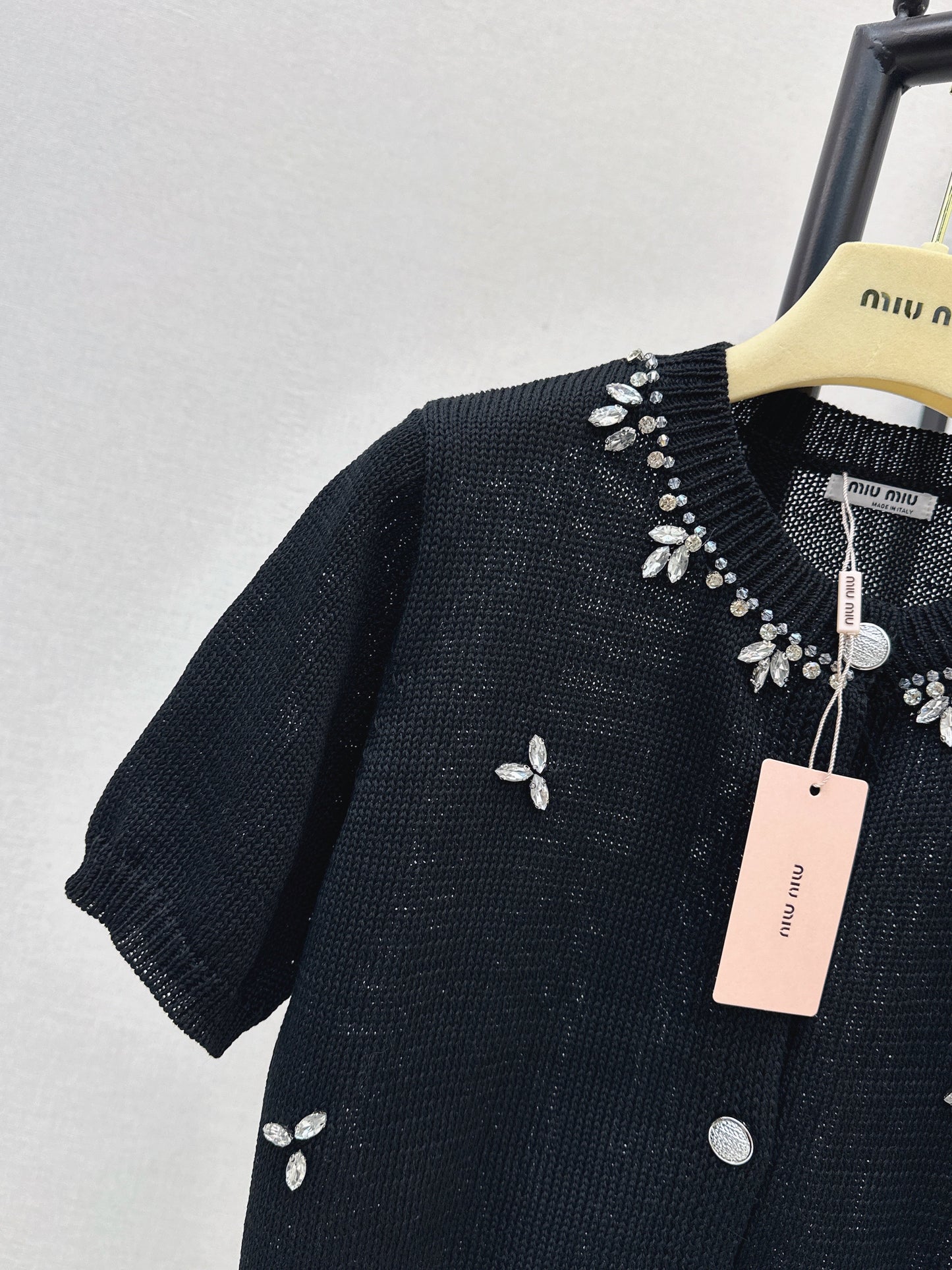 26SS NEW rhinestone short sleeve knitwear