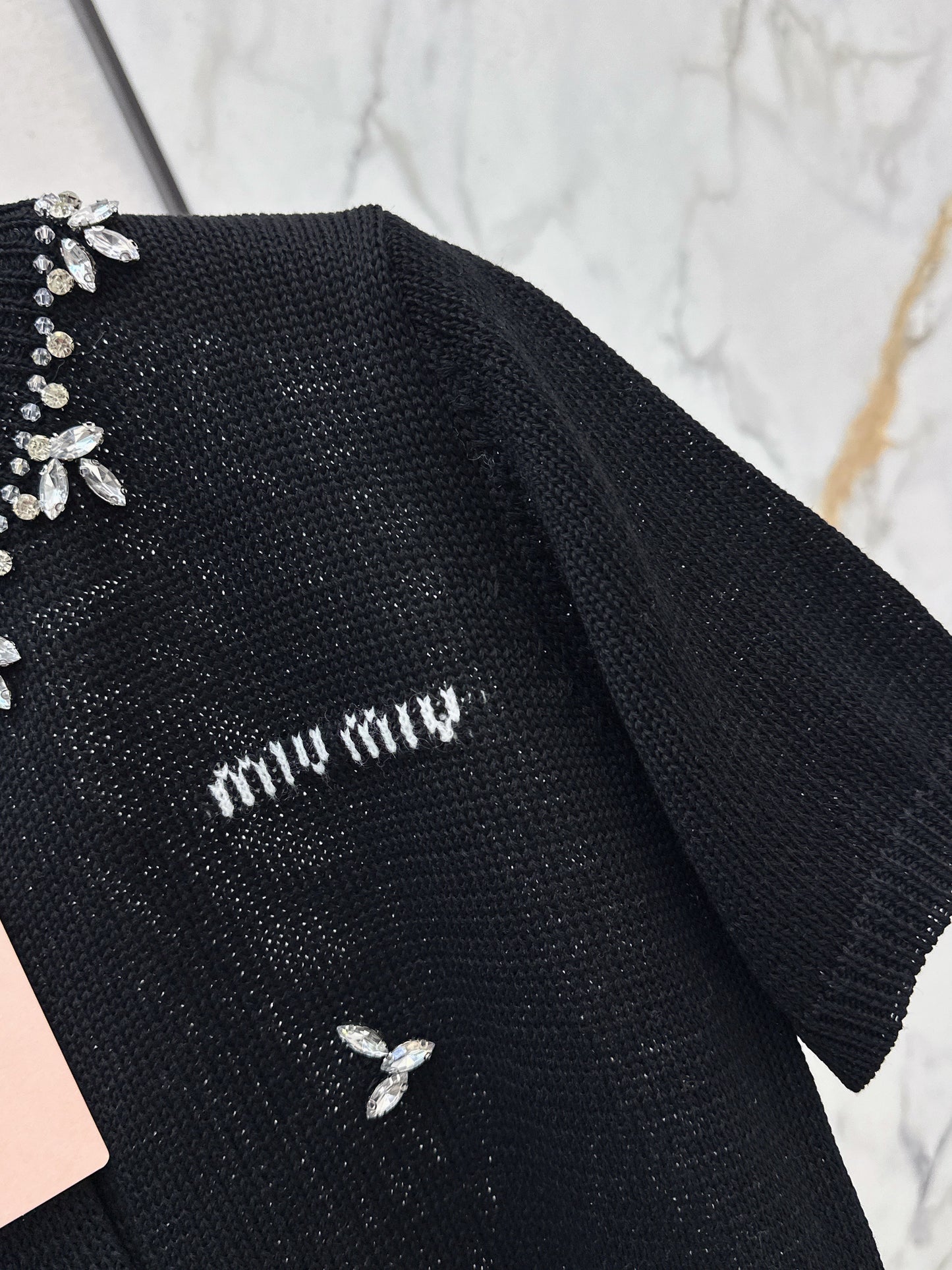 26SS NEW rhinestone short sleeve knitwear