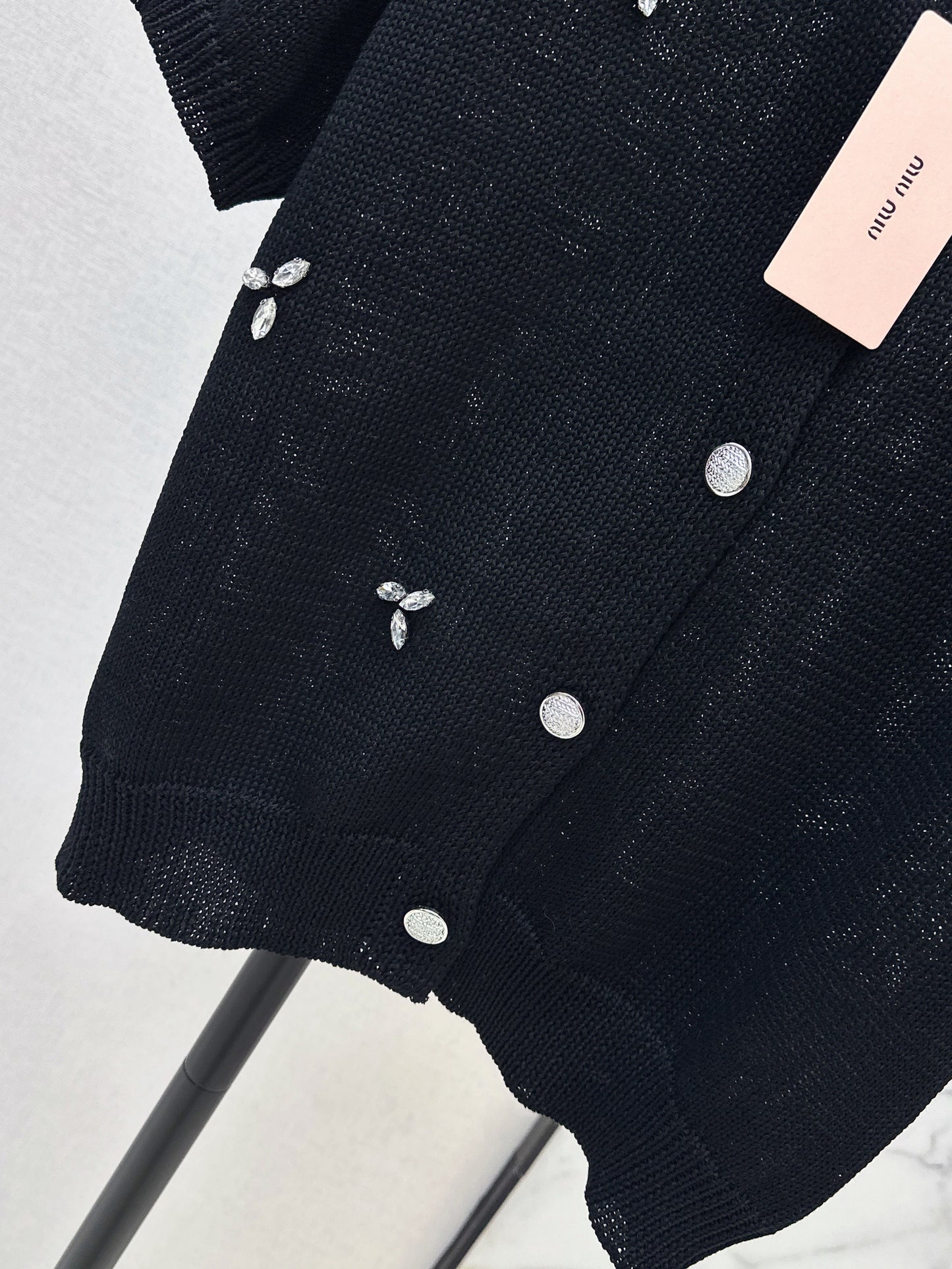 26SS NEW rhinestone short sleeve knitwear