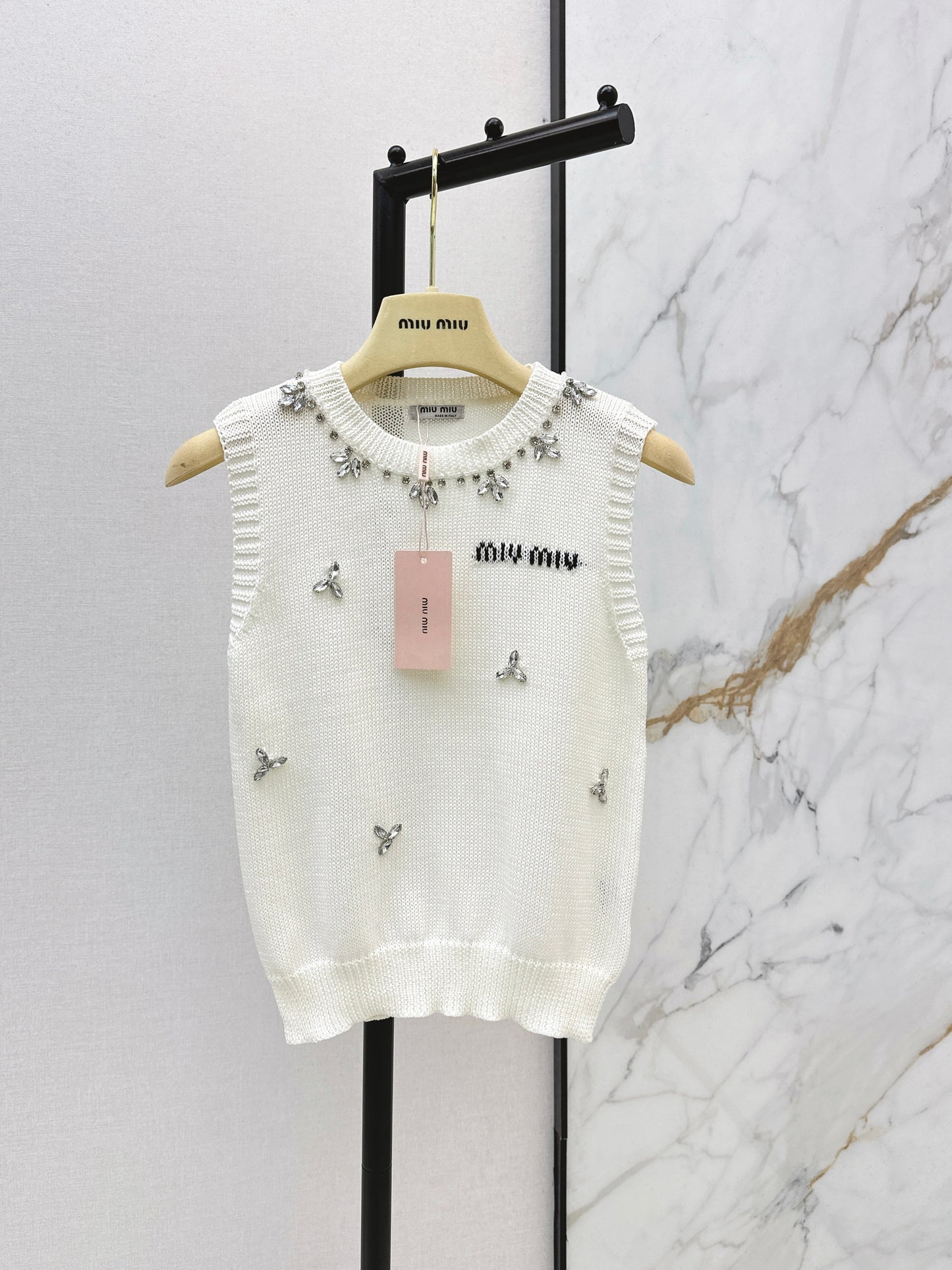 26SS NEW rhinestone sleeveless vest