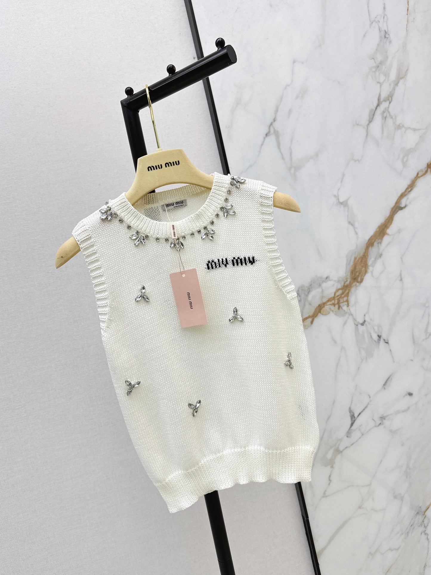 26SS NEW rhinestone sleeveless vest