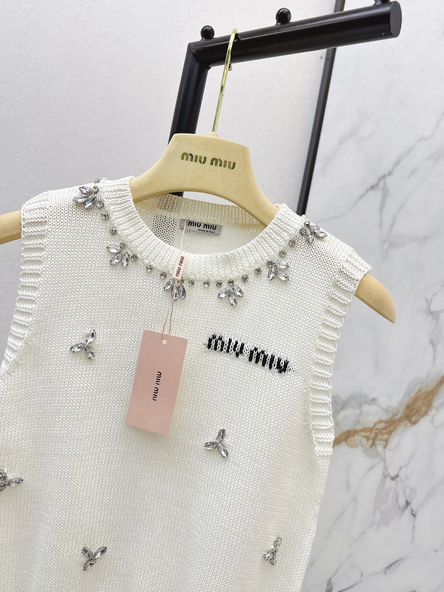 26SS NEW rhinestone sleeveless vest
