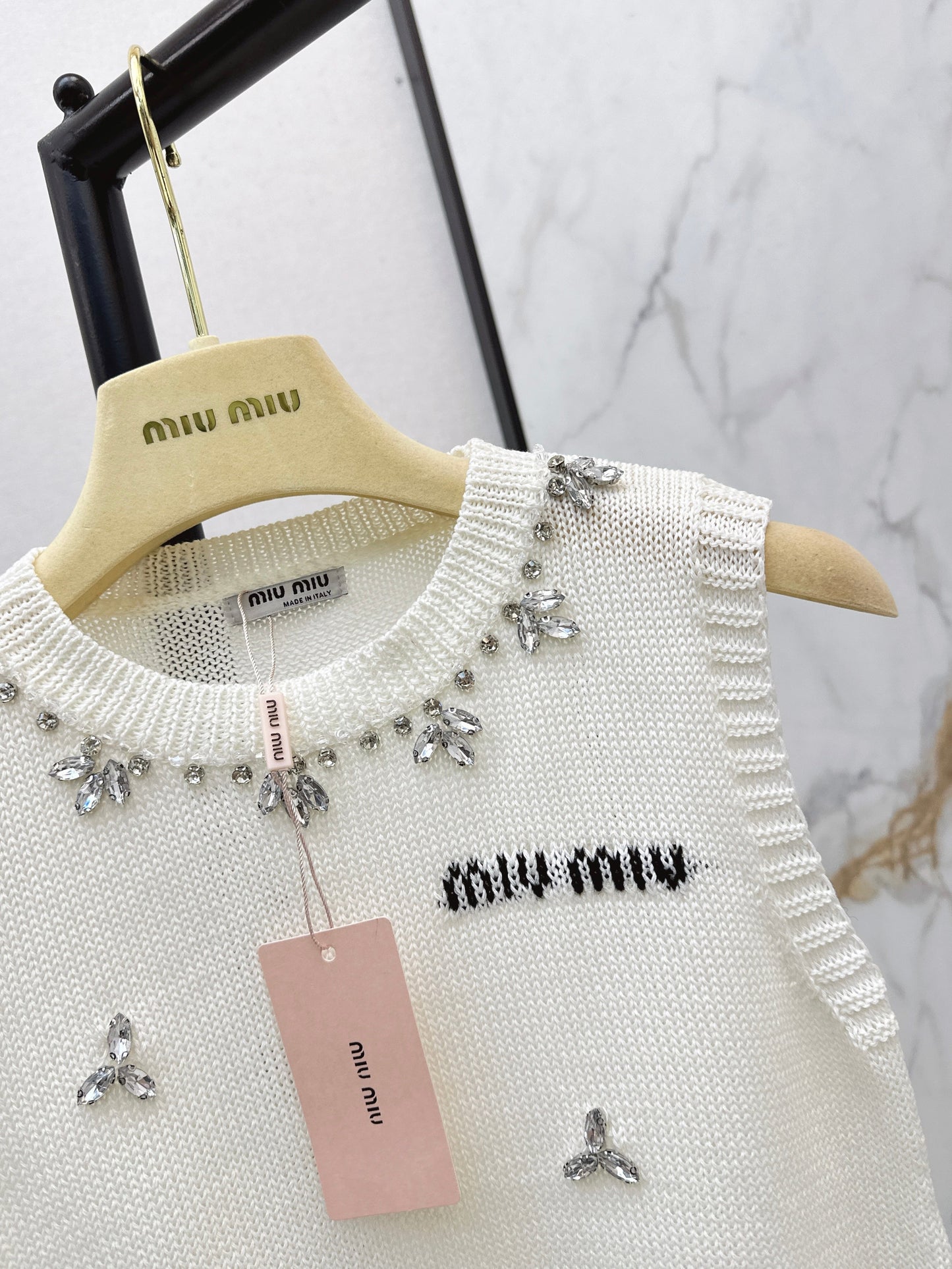 26SS NEW rhinestone sleeveless vest