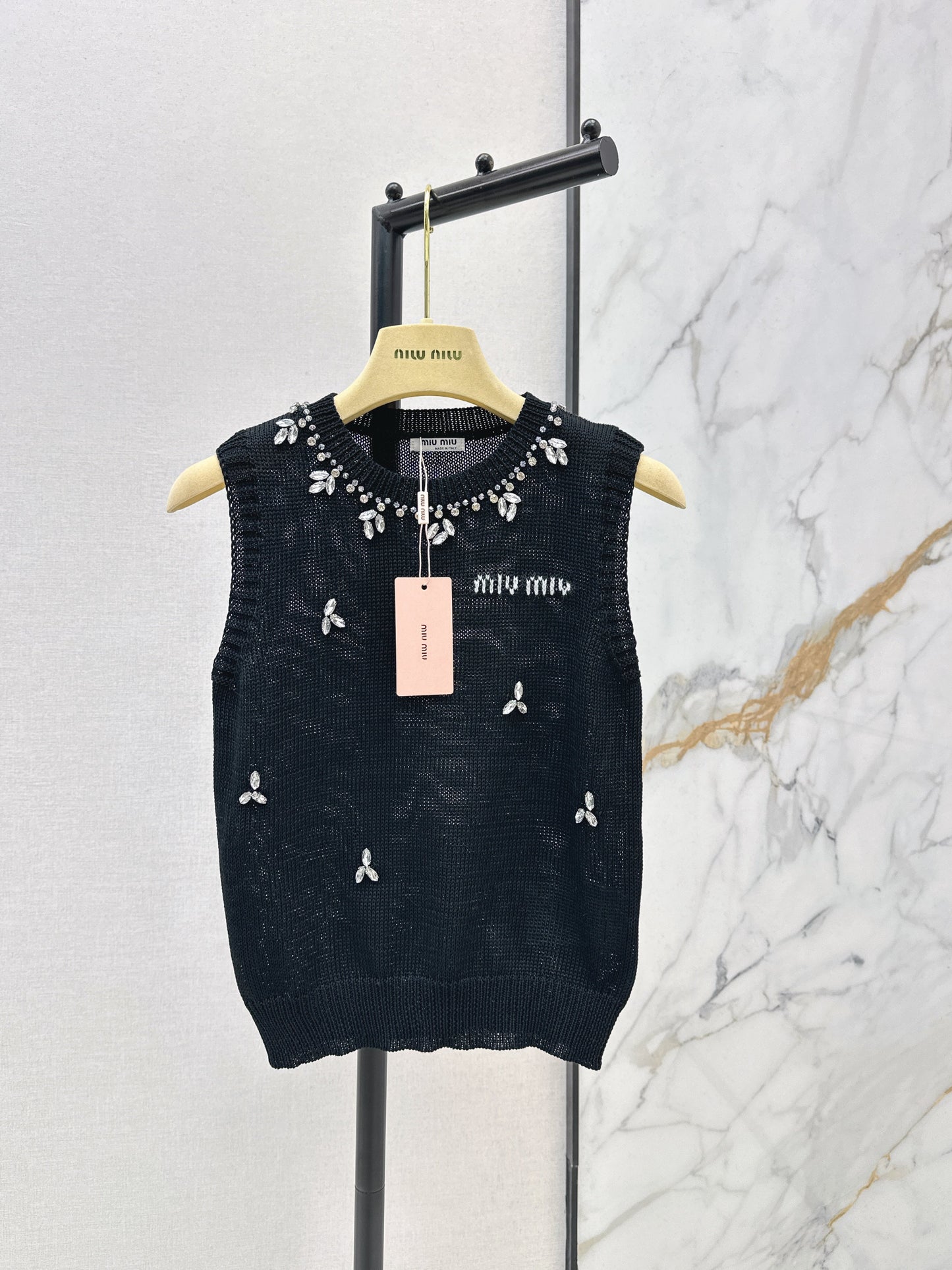 26SS NEW rhinestone sleeveless vest
