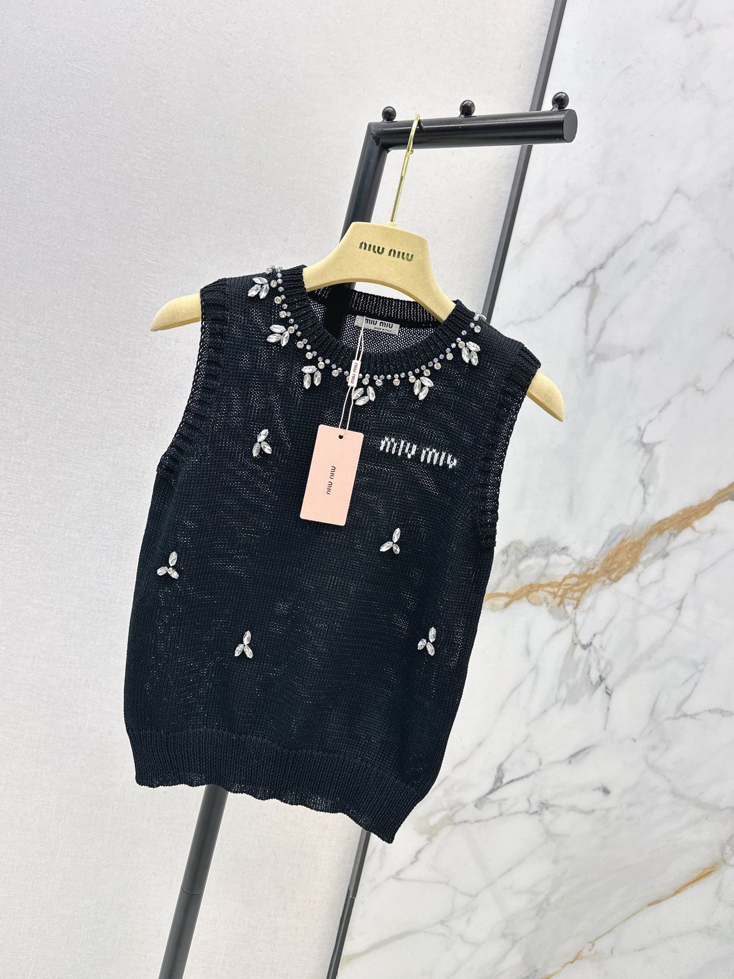 26SS NEW rhinestone sleeveless vest
