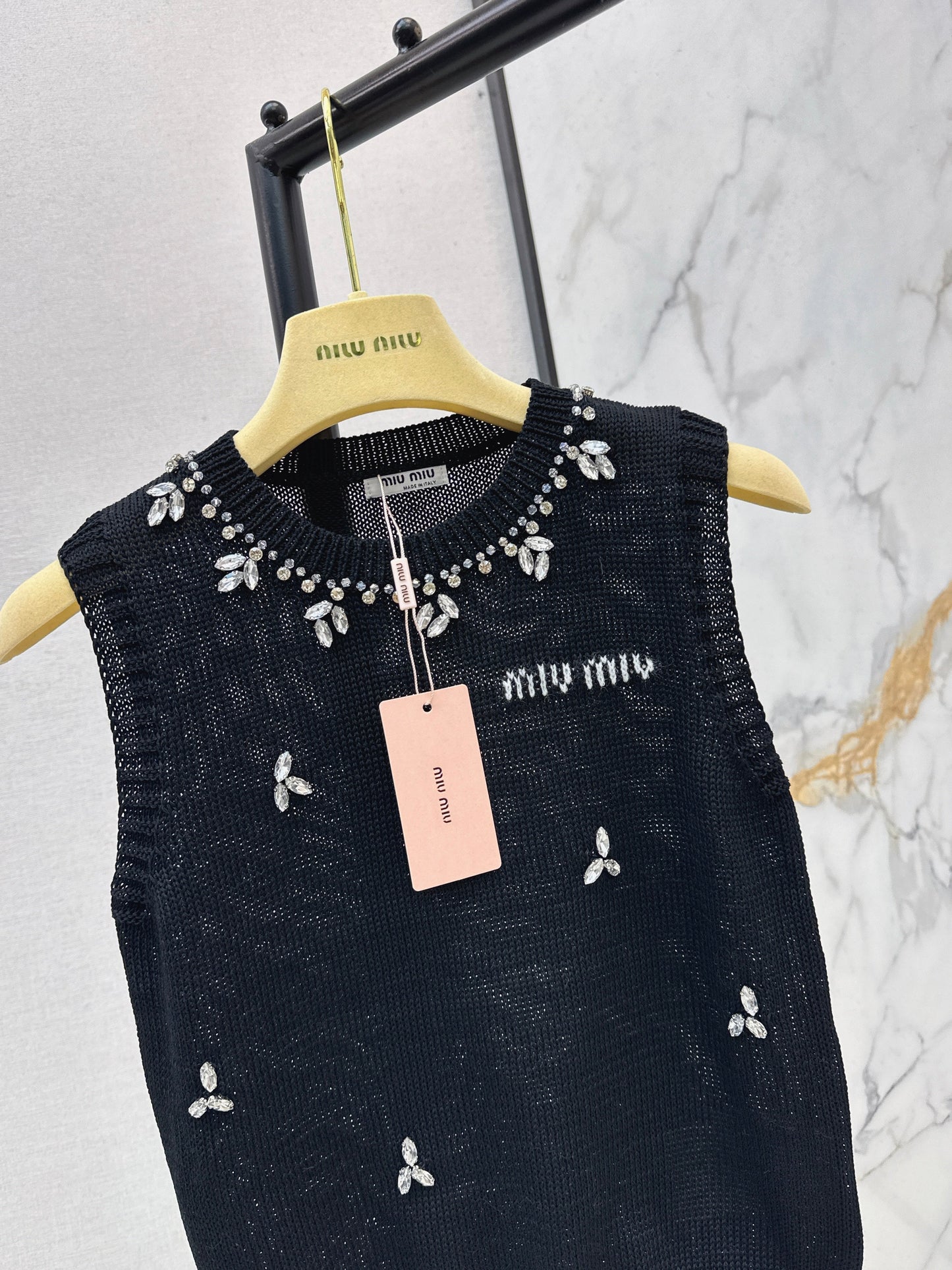 26SS NEW rhinestone sleeveless vest
