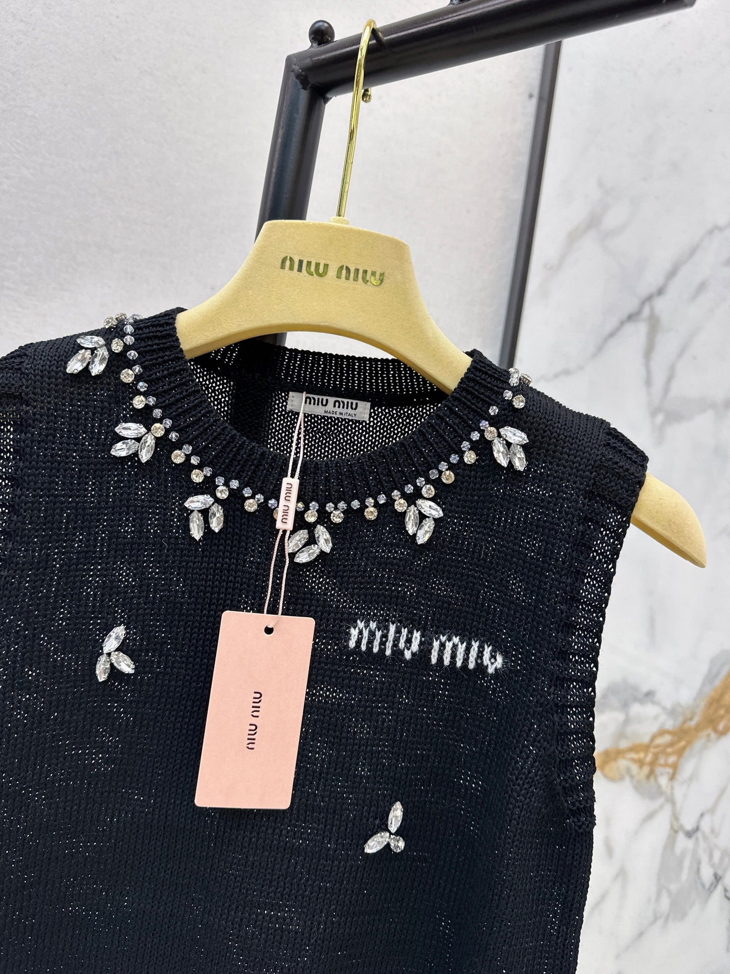 26SS NEW rhinestone sleeveless vest