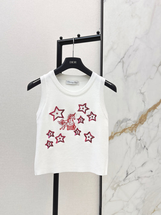 26SS NEW embroidery knitted vest