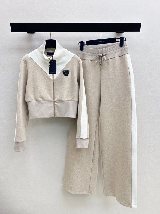 26SS NEW contract stand-collar jacket+straight pants sets