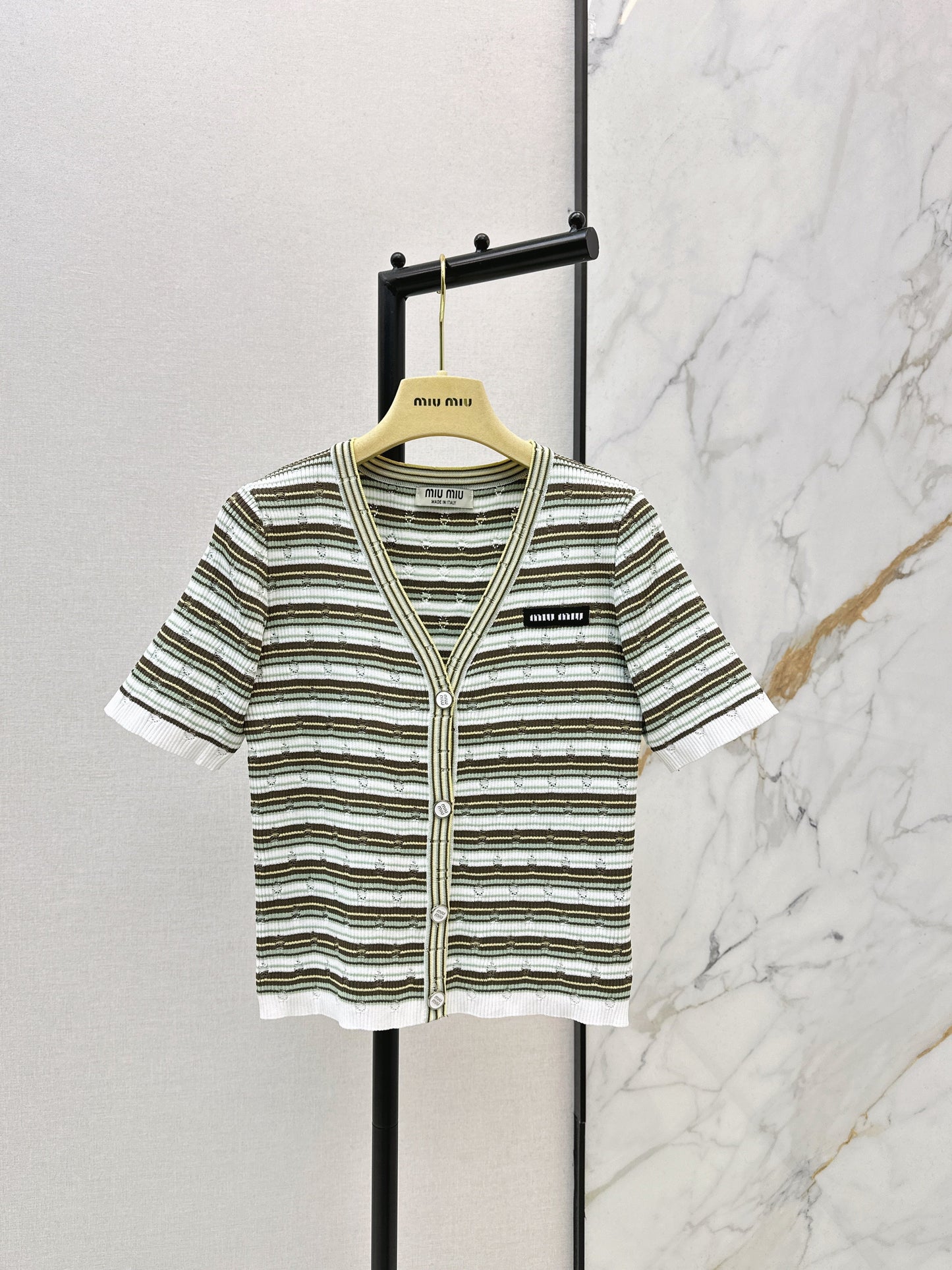 26SS NEW stripe short sleeve kini cardigan