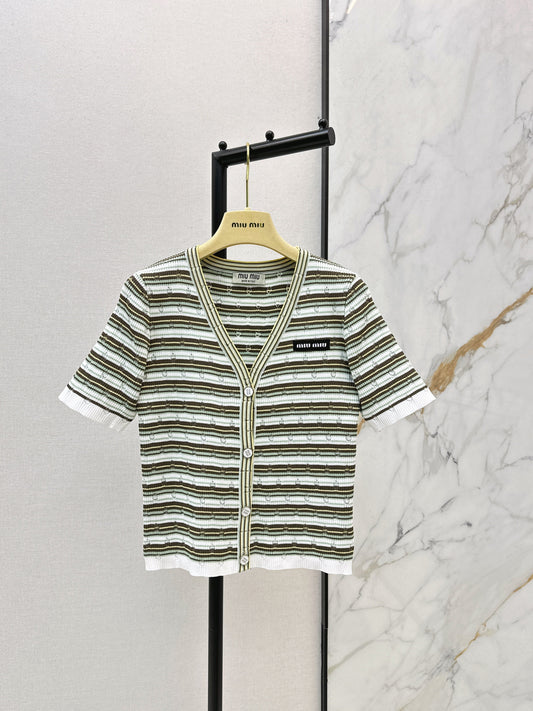26SS NEW stripe short sleeve kini cardigan