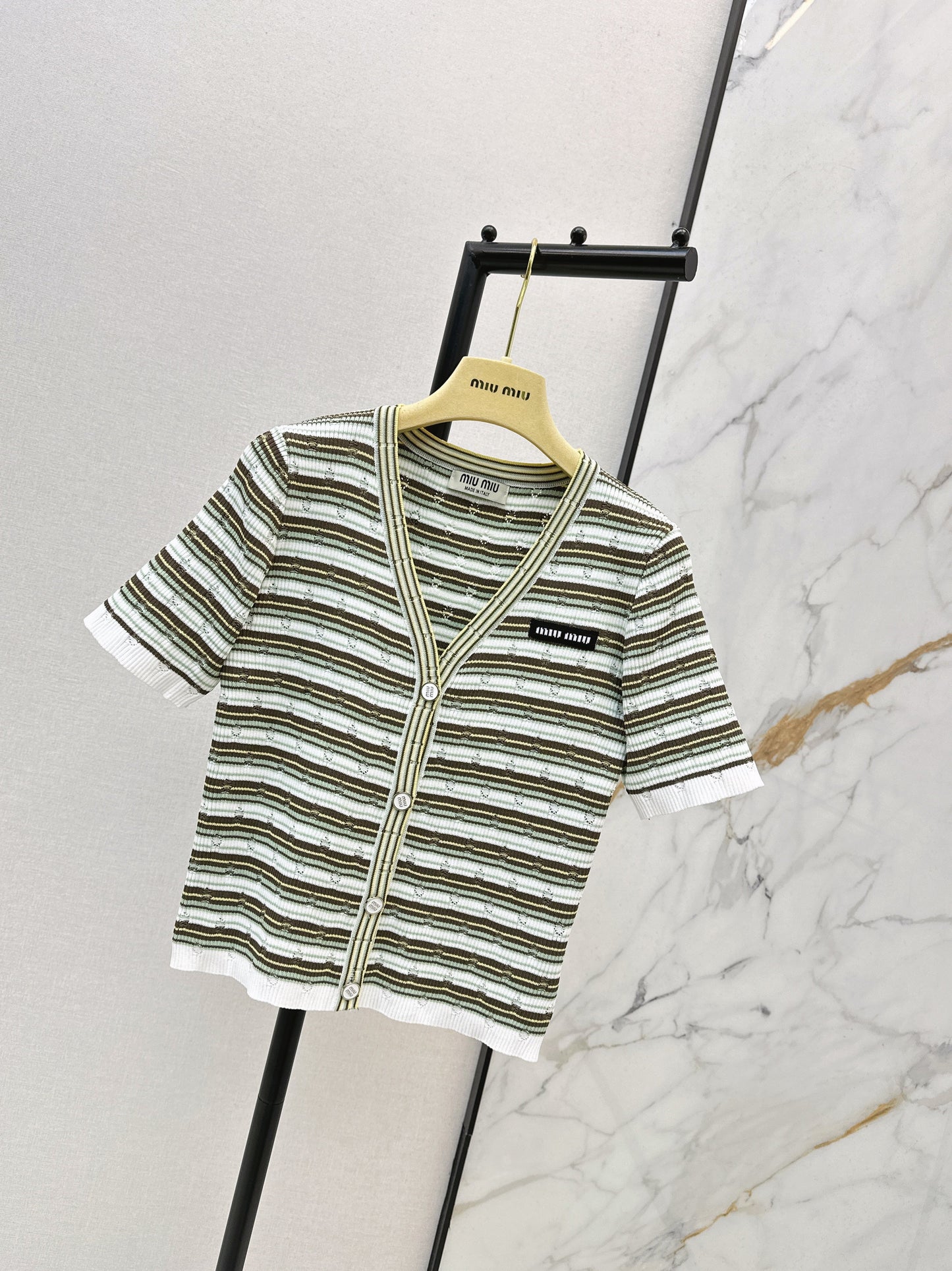 26SS NEW stripe short sleeve kini cardigan