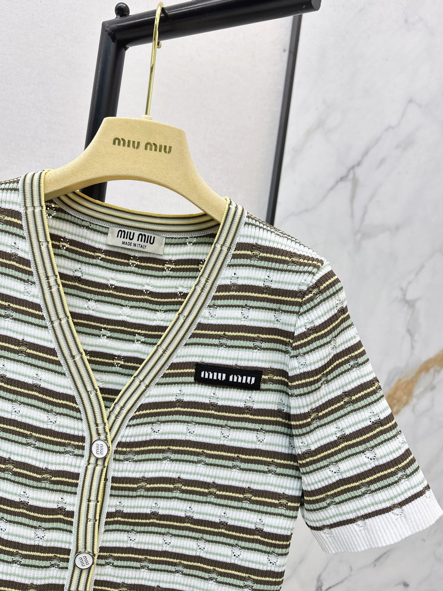 26SS NEW stripe short sleeve kini cardigan
