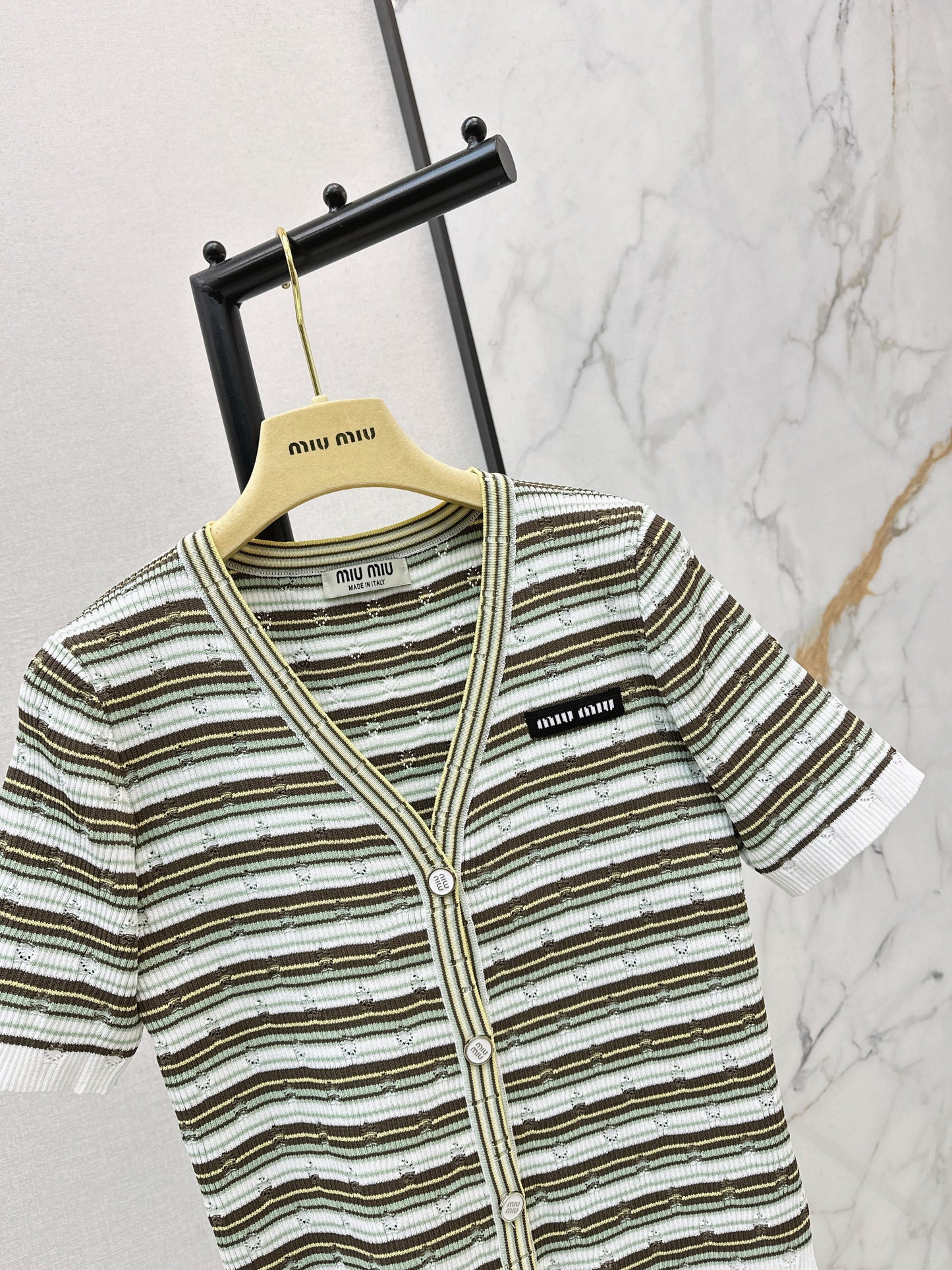 26SS NEW stripe short sleeve kini cardigan