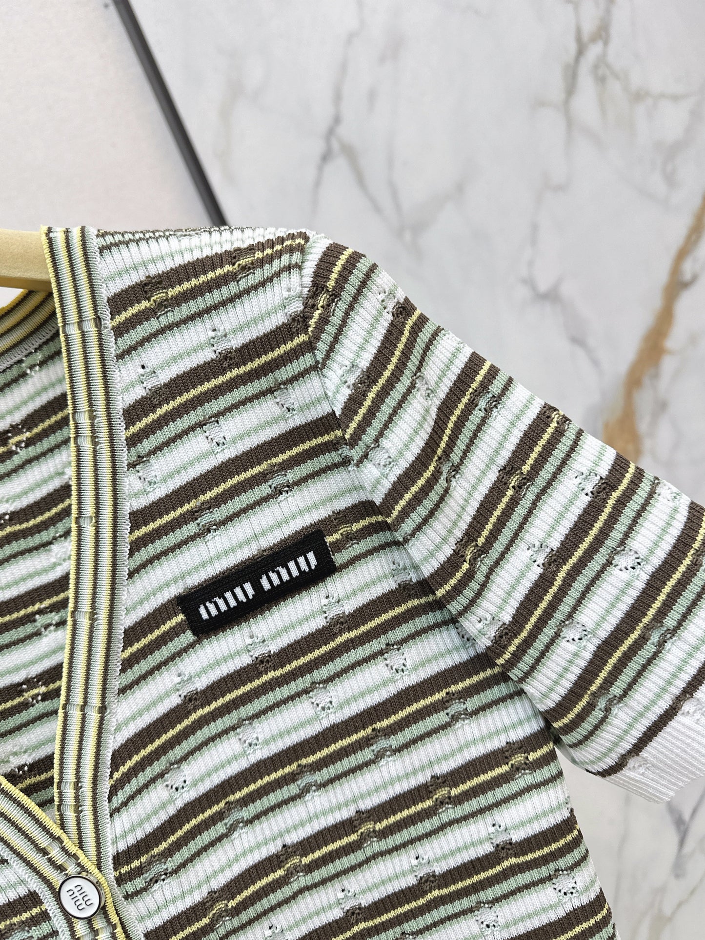 26SS NEW stripe short sleeve kini cardigan