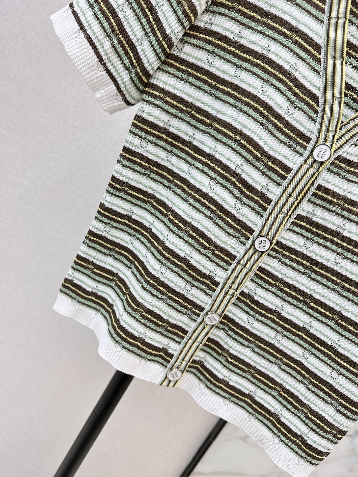 26SS NEW stripe short sleeve kini cardigan
