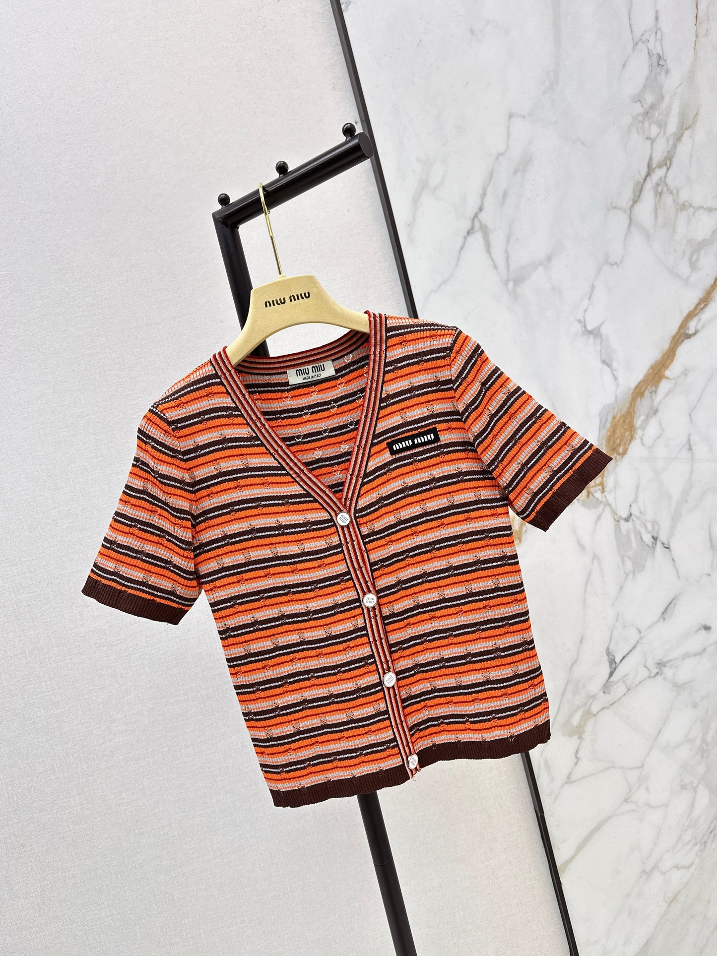 26SS NEW stripe short sleeve kini cardigan