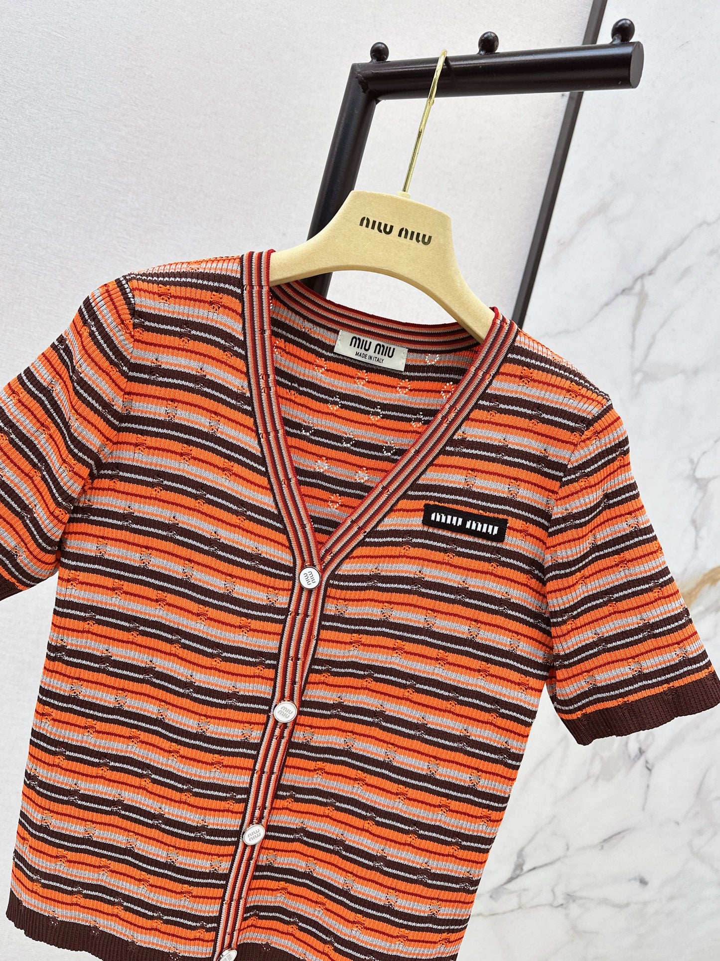26SS NEW stripe short sleeve kini cardigan