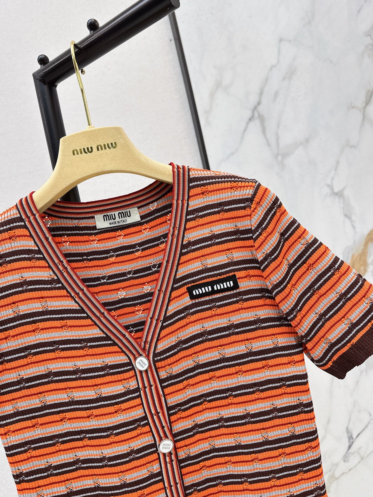 26SS NEW stripe short sleeve kini cardigan