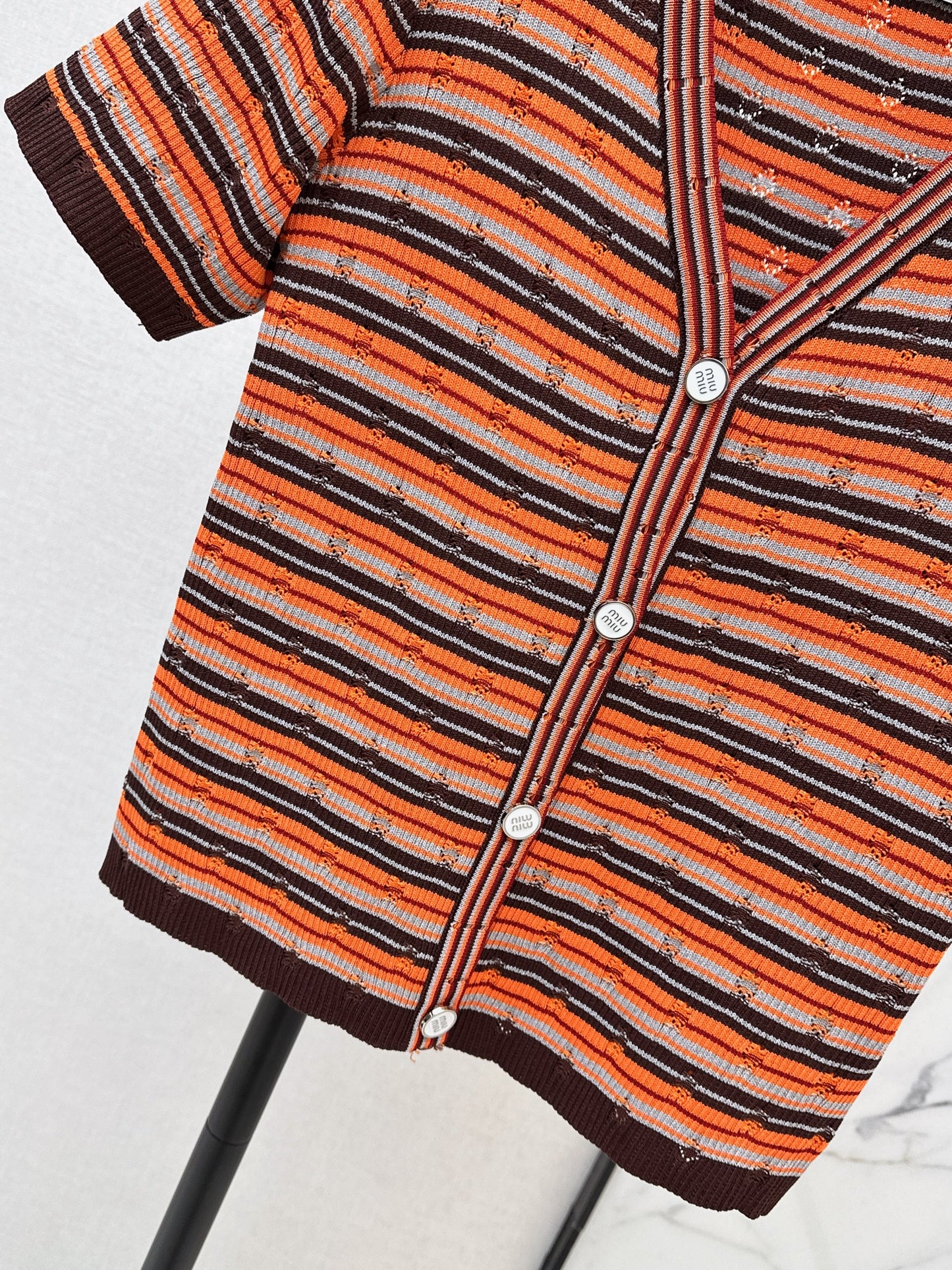 26SS NEW stripe short sleeve kini cardigan