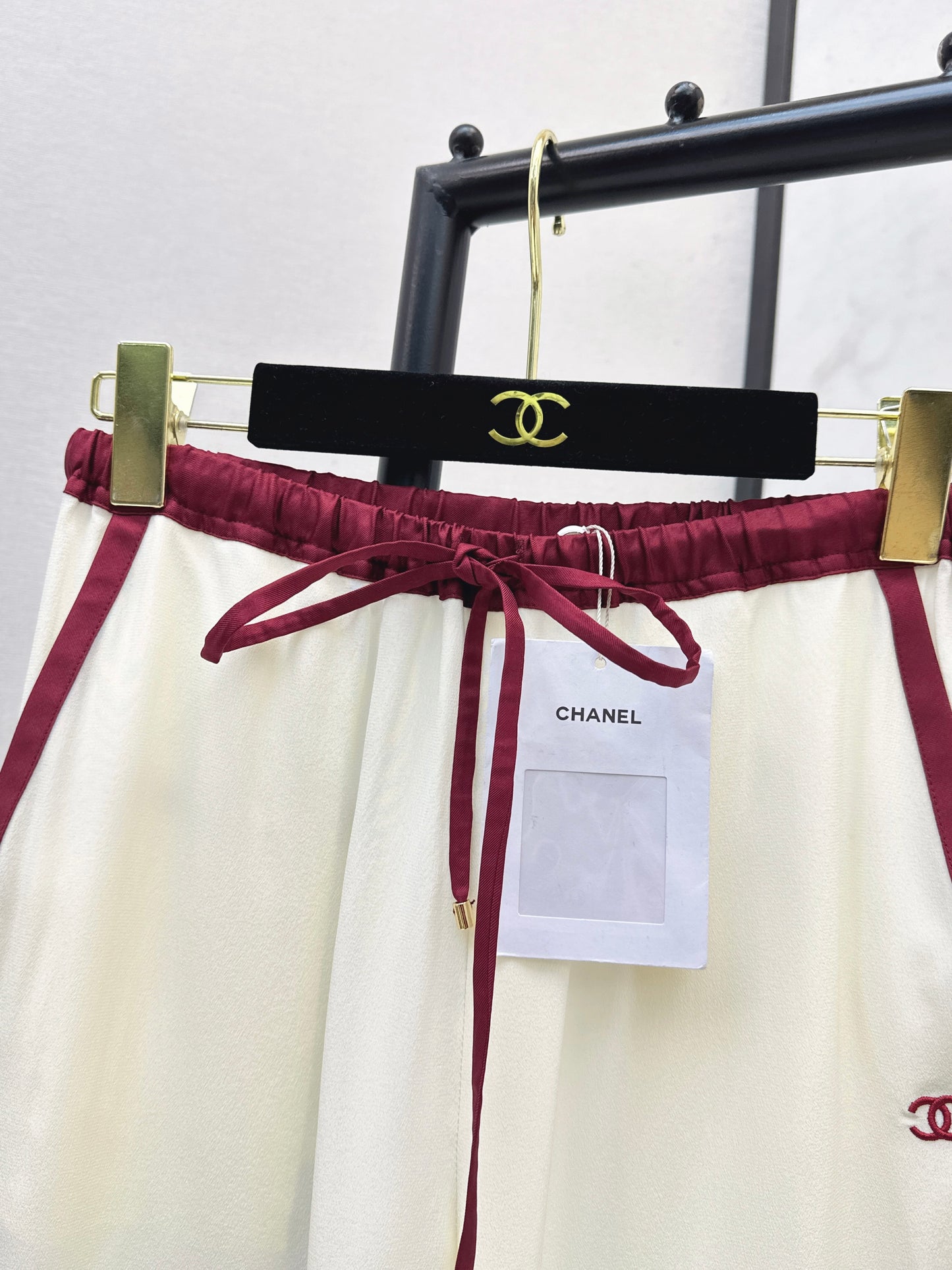 26SS NEW Burgundy contrasting high-waisted straight wide-leg pants
