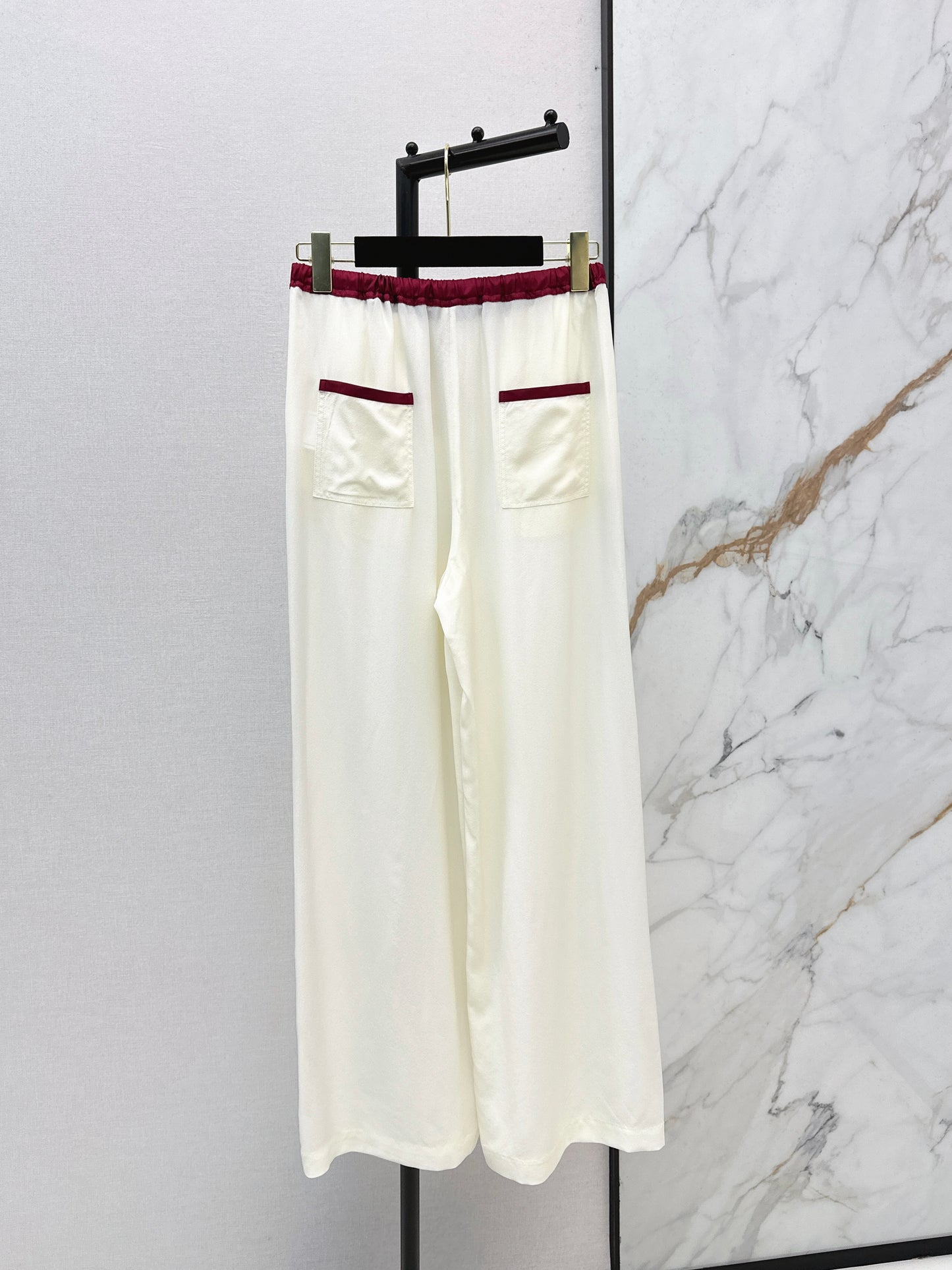 26SS NEW Burgundy contrasting high-waisted straight wide-leg pants