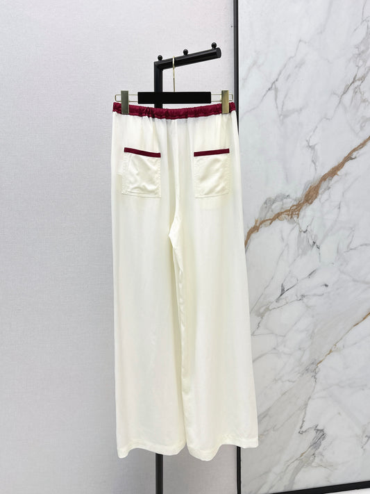 26SS NEW Burgundy contrasting high-waisted straight wide-leg pants