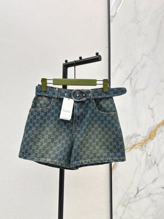26SS NEW logo jacquard denim shorts