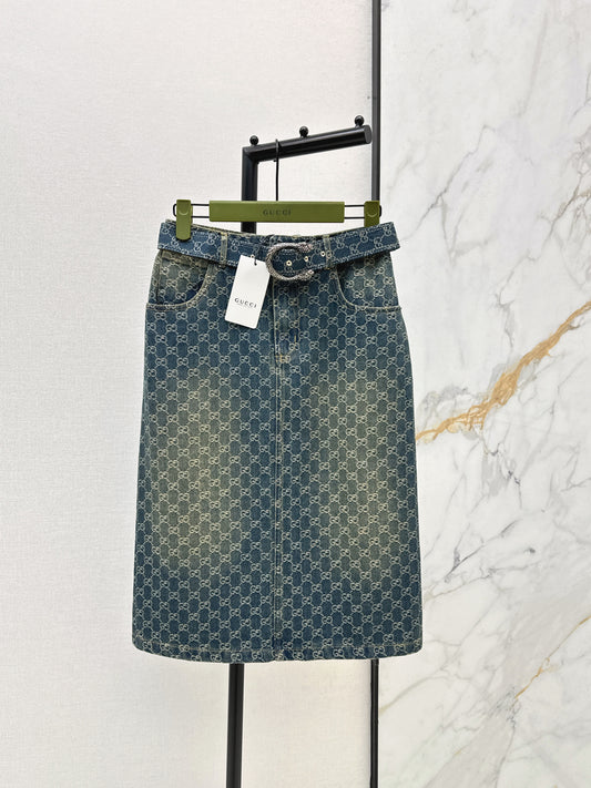 26SS NEW logo jacquard long skirt