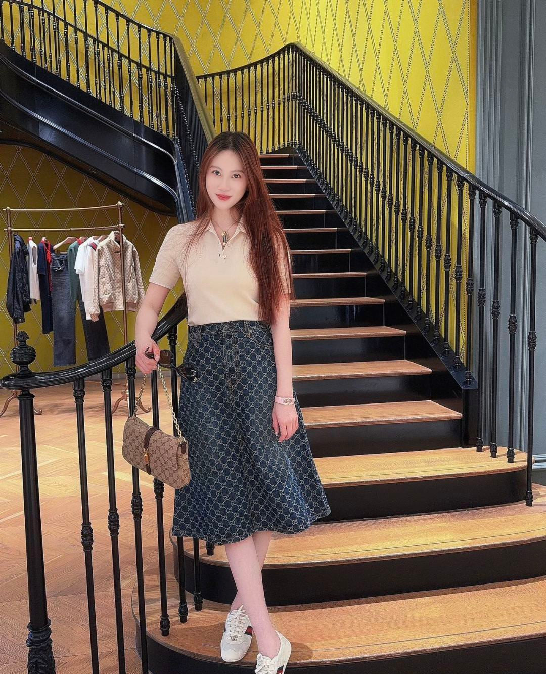 26SS NEW logo jacquard long skirt