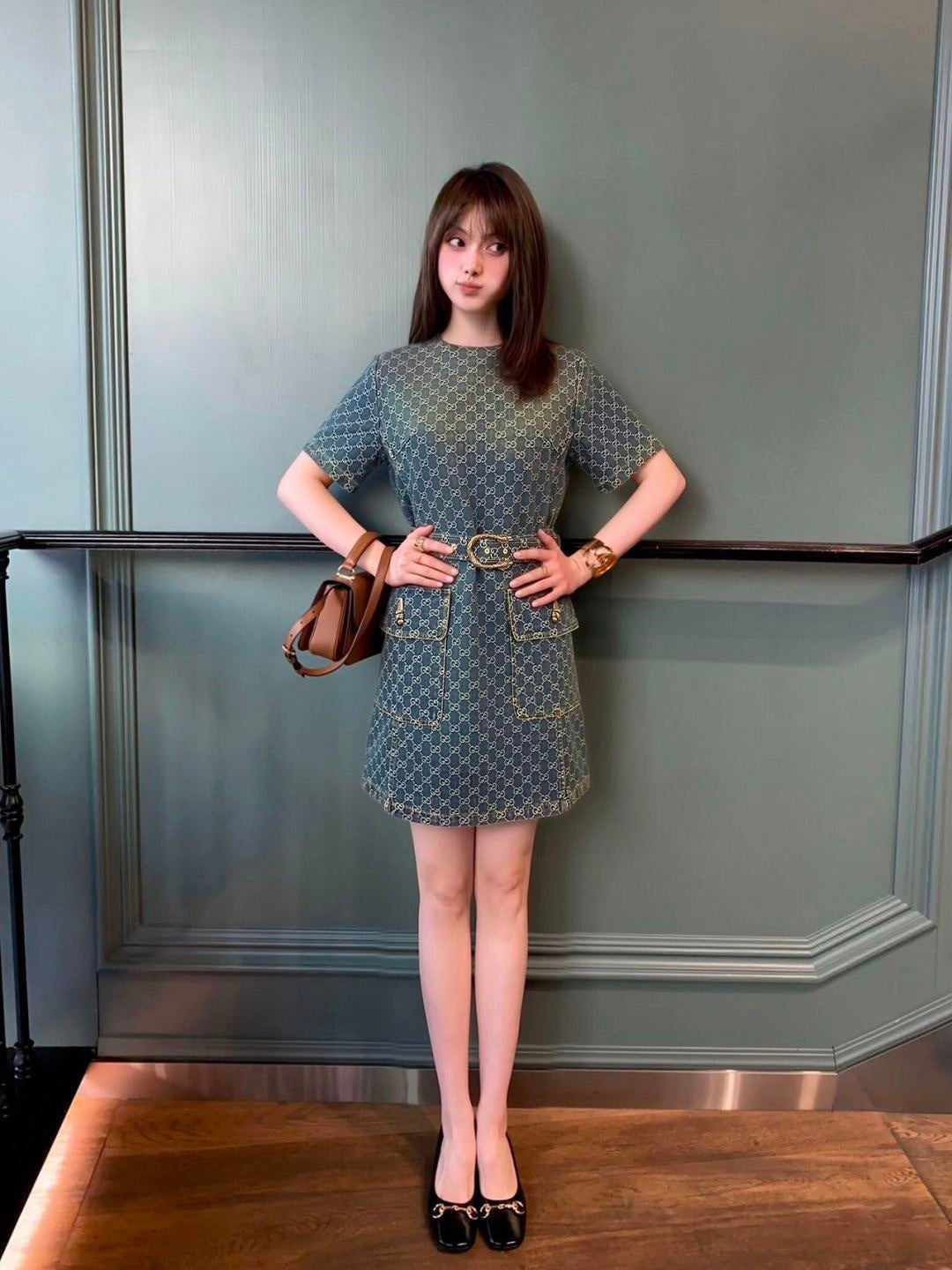 26SS NEW logo jacquard short-sleeved dress