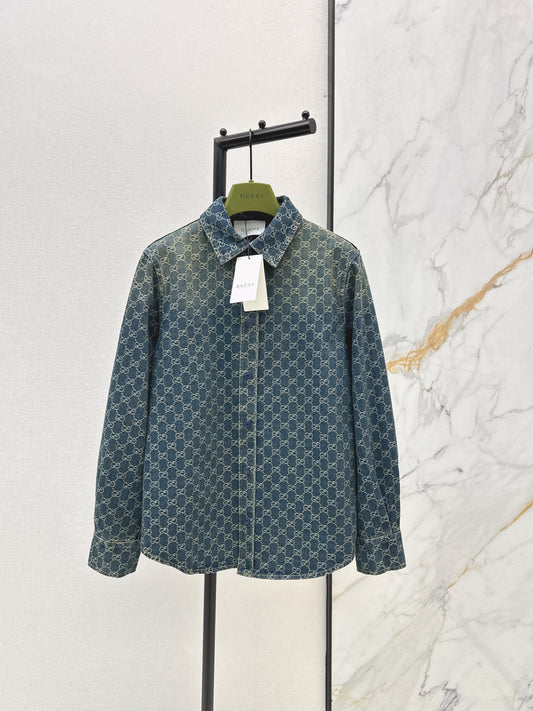 26SS Hemd aus Denim mit neuem Logo-Jacquard