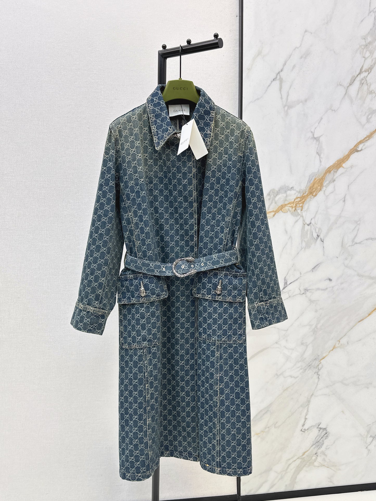 26SS NEW logo jacquard denim long coat
