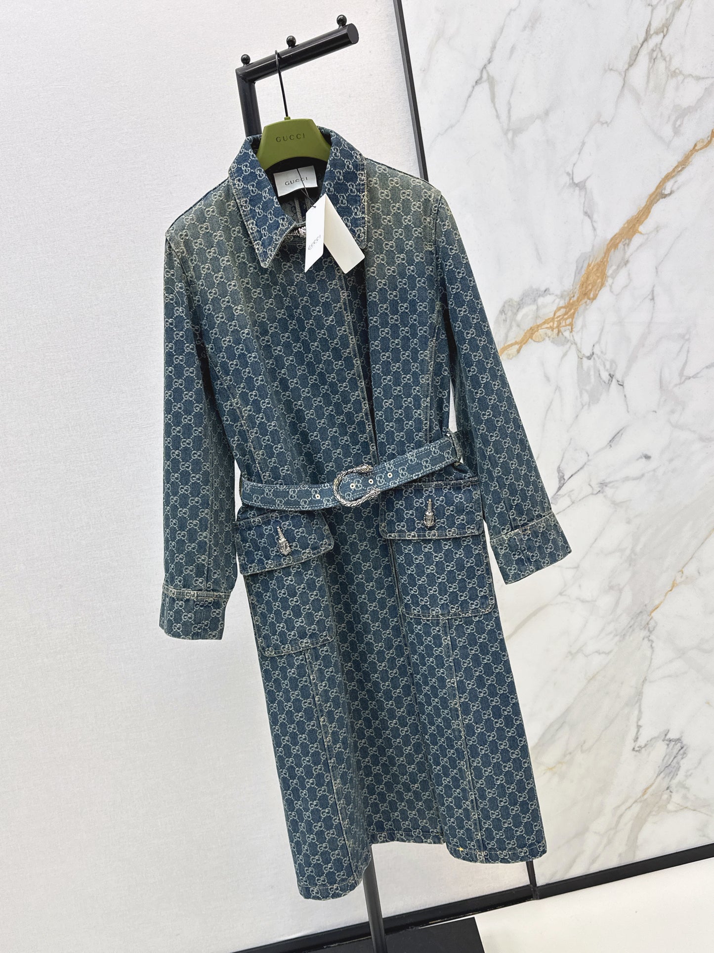 26SS NEW logo jacquard denim long coat